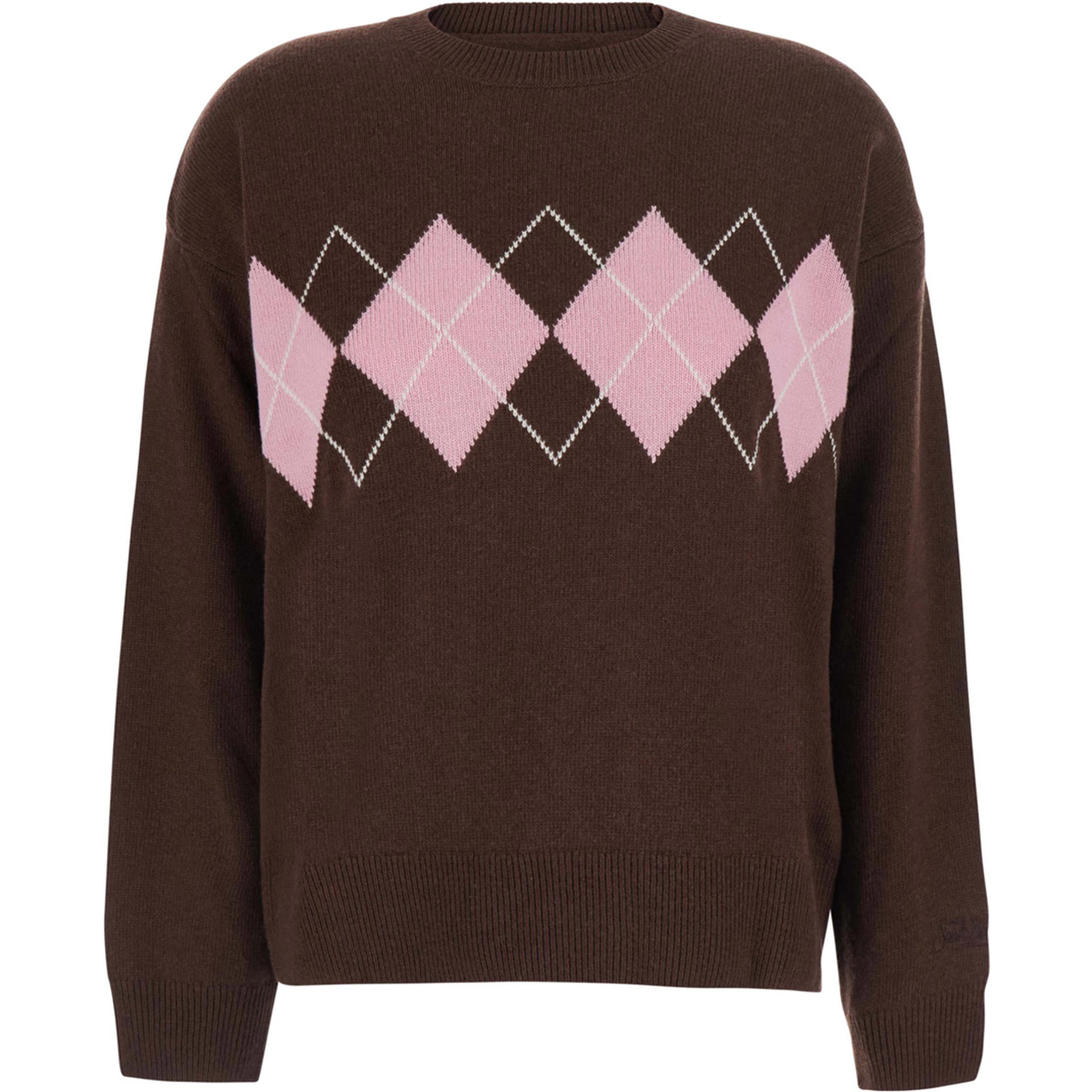 TESSA - ARGYLE 1823 is a sweater with a round neck and long sleeves in Wool, Viscose, Polyamide and Cashmere in brown unisex