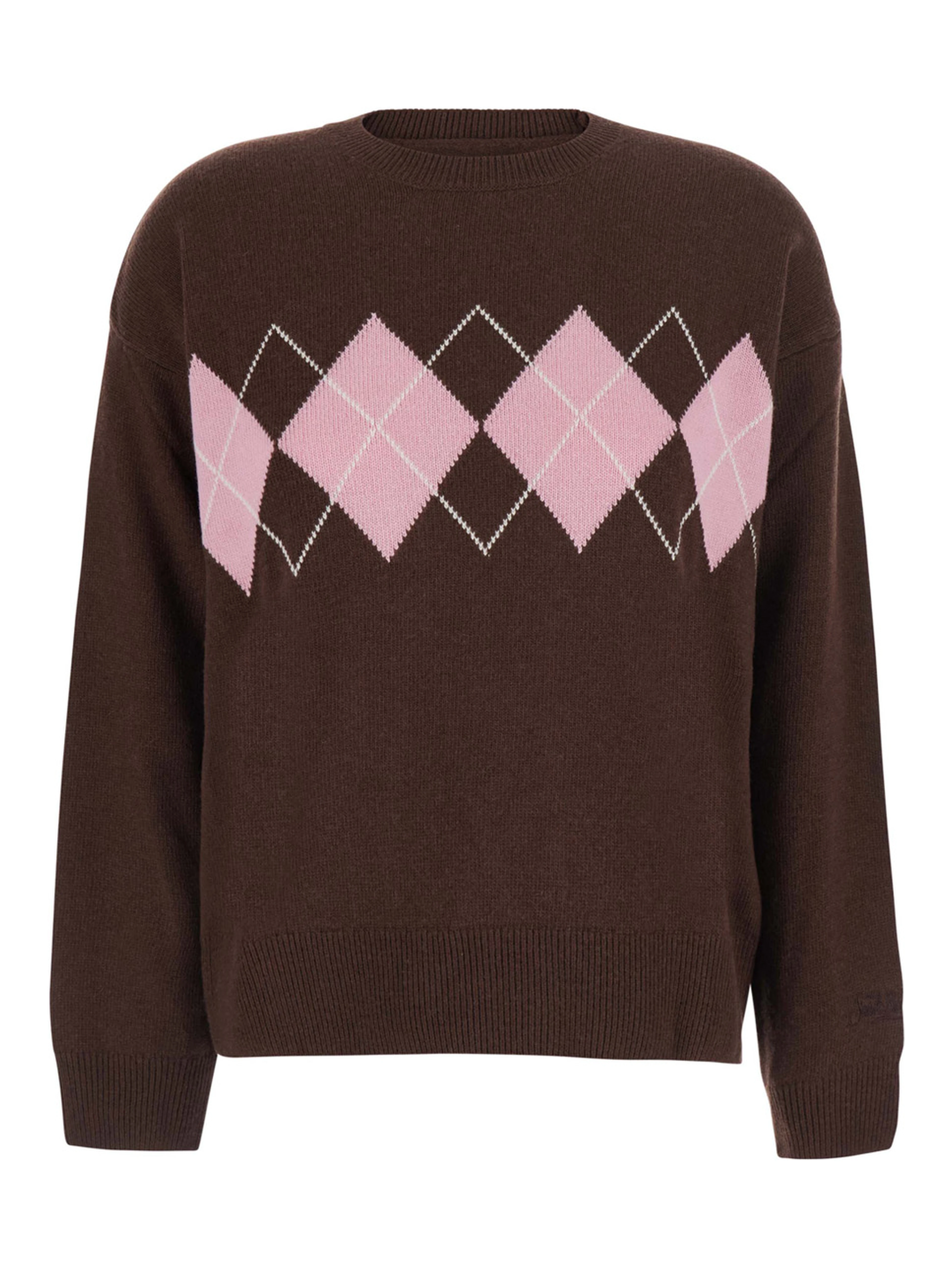 TESSA - ARGYLE 1823 is a sweater with a round neck and long sleeves in Wool, Viscose, Polyamide and Cashmere in brown unisex