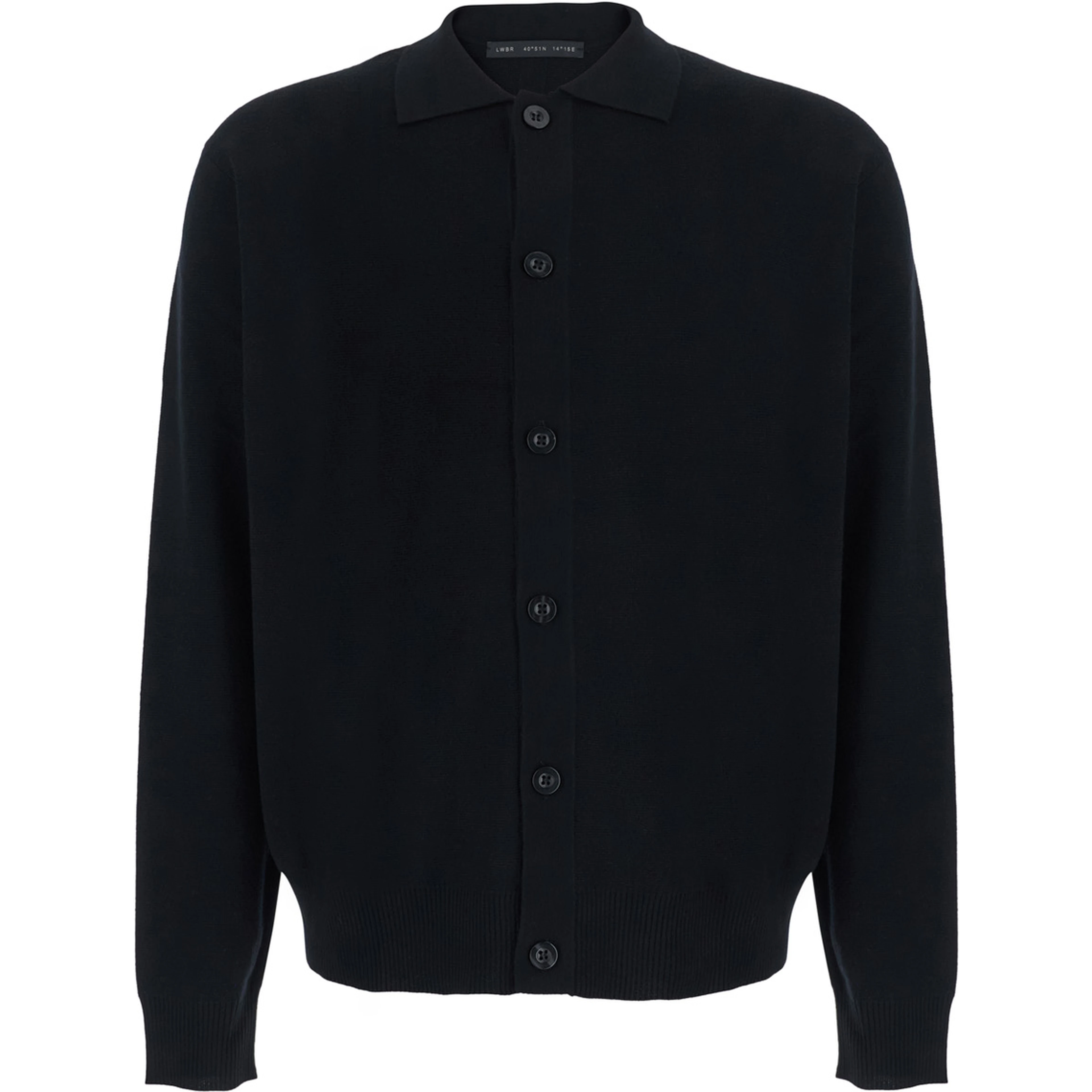 Merino Crewneck with Long Sleeves, in Black, for Men
