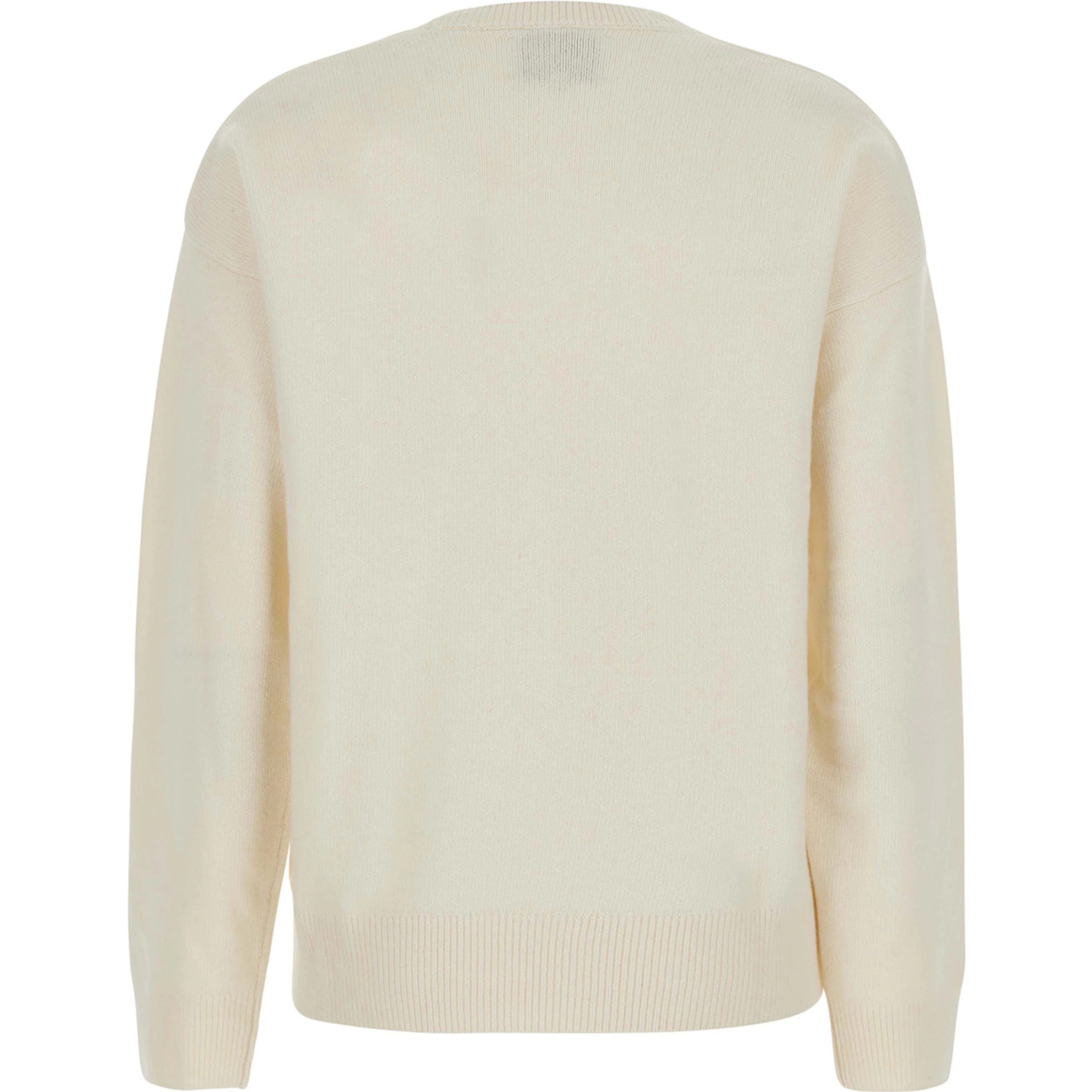 Sweater TESSA with a poodle patch in white wool, viscose, polyamide and cashmere for women