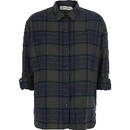 Shirt ELISHAW with classic collar and long sleeves in brown cotton for women