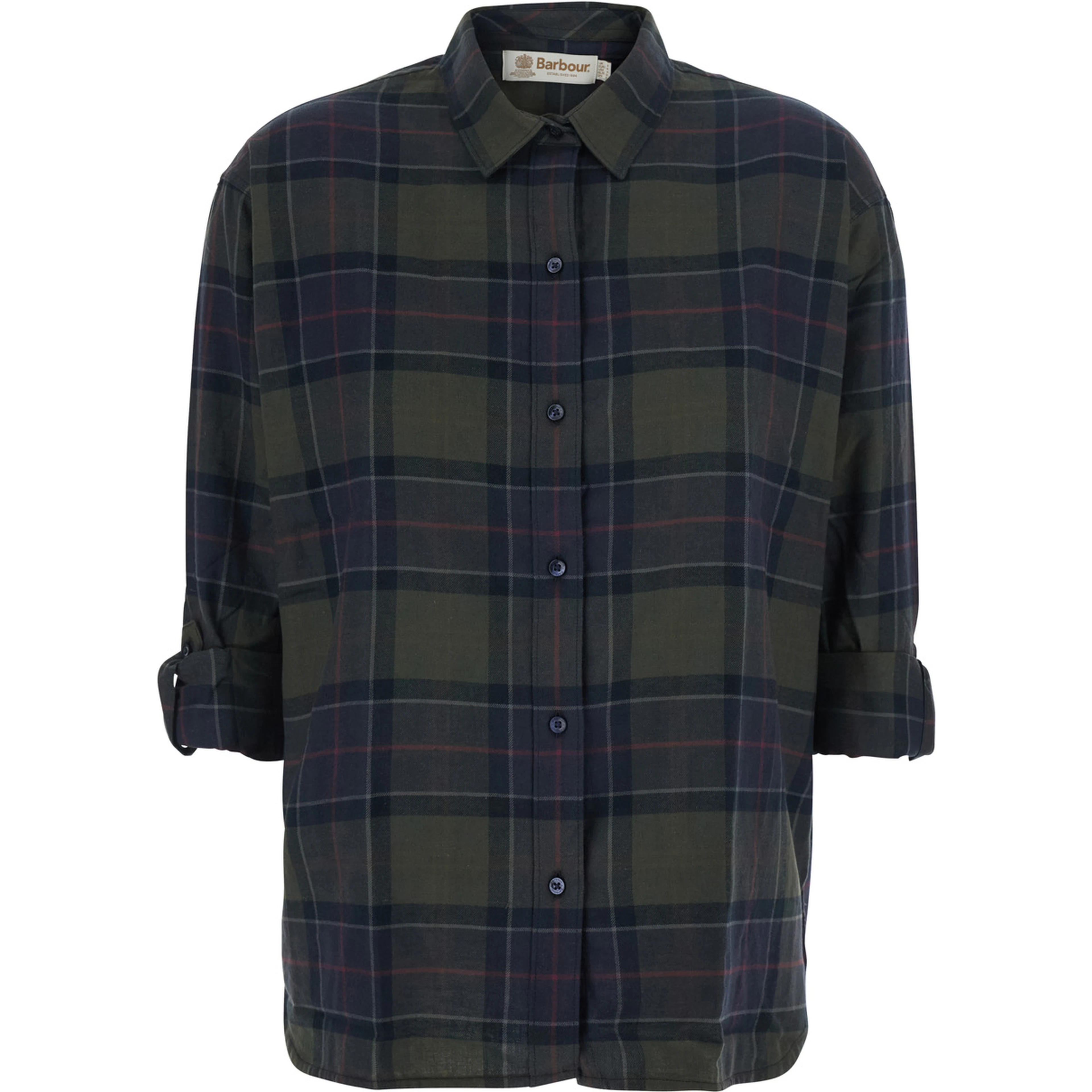 Shirt ELISHAW with classic collar and long sleeves in brown cotton for women
