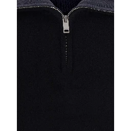 Trace Half Zip Sweater with high collar and long sleeves in black Tech Fabric unisex