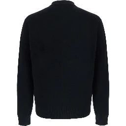 Merino Crewneck with Long Sleeves, in Black, for Men