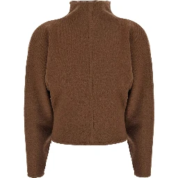 MXS GIGLIO KNIT Sweater with long sleeves and V-neck in Beige for women