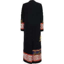 Richy Long Coat with Notched Revers, Long Sleeves and Side Pockets in Tech Fabric Black Men