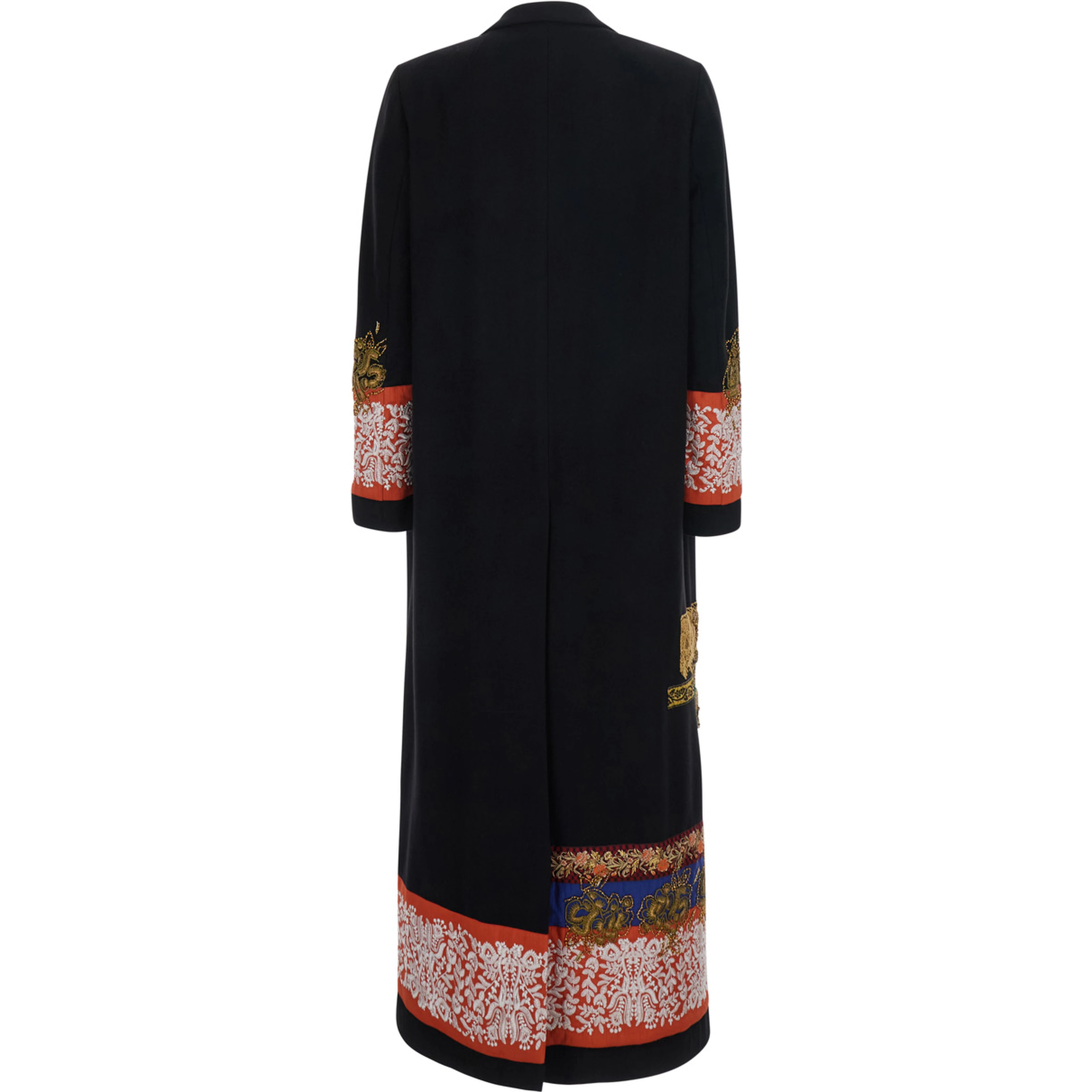 Richy Long Coat with Notched Revers, Long Sleeves and Side Pockets in Tech Fabric Black Men