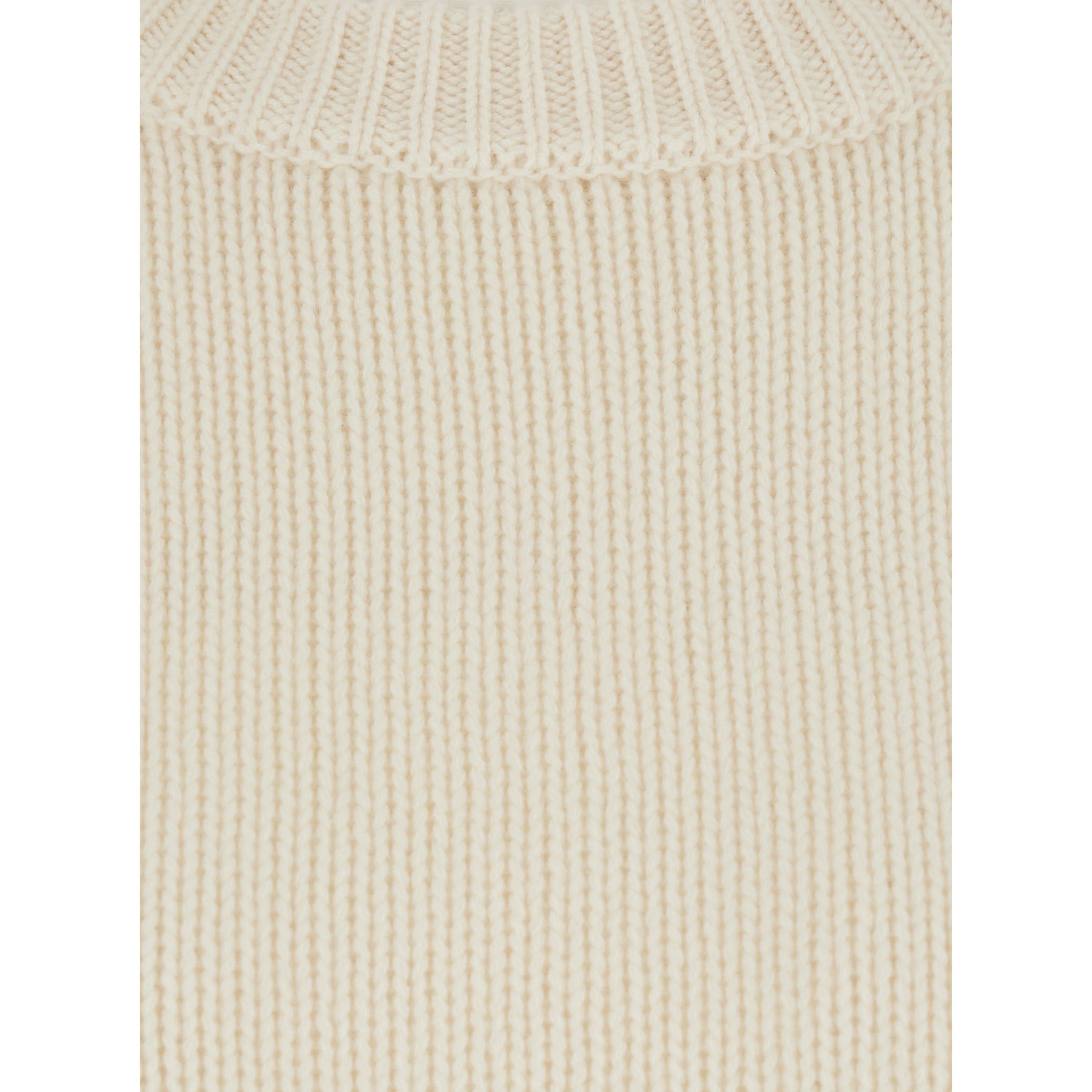 Chunky Crewneck Sweater with round neck and long sleeves in cashmere White women