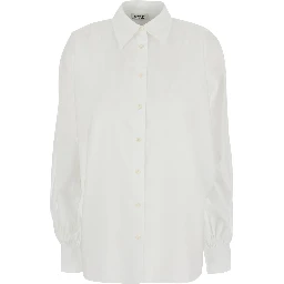 Antonia White Shirt with Classic Collar and Long Sleeves in Cotton for Women