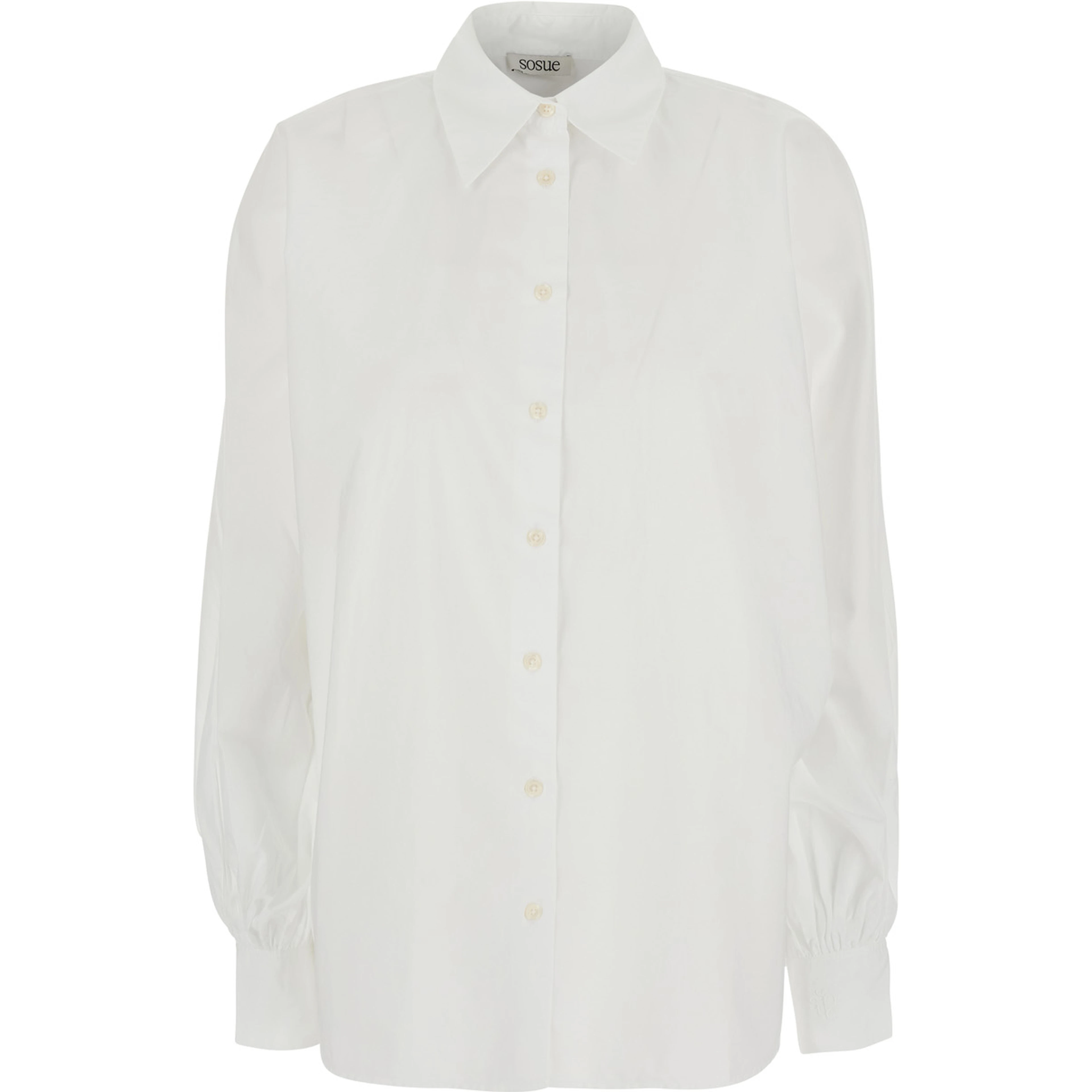 Antonia White Shirt with Classic Collar and Long Sleeves in Cotton for Women