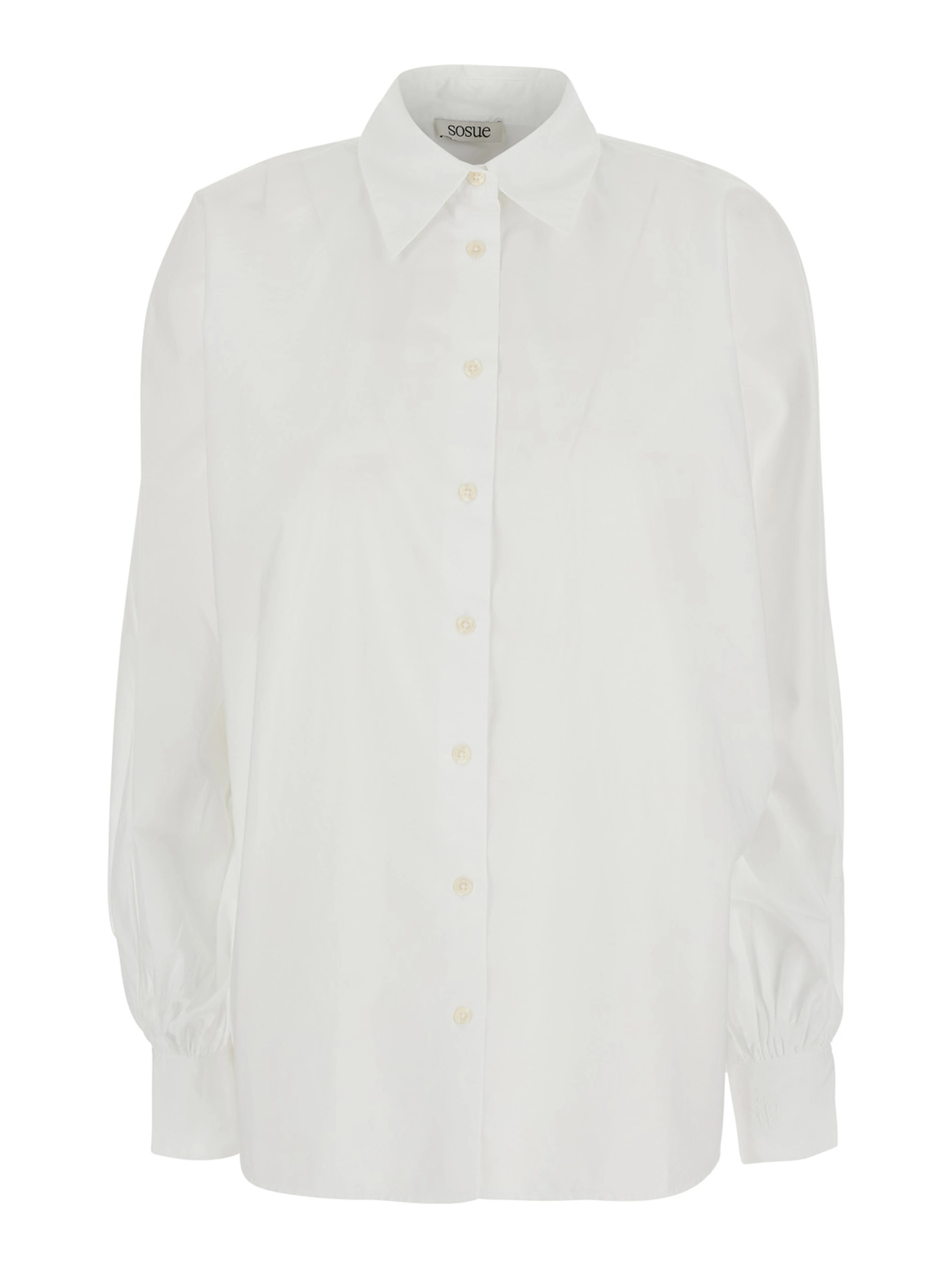 Antonia White Shirt with Classic Collar and Long Sleeves in Cotton for Women