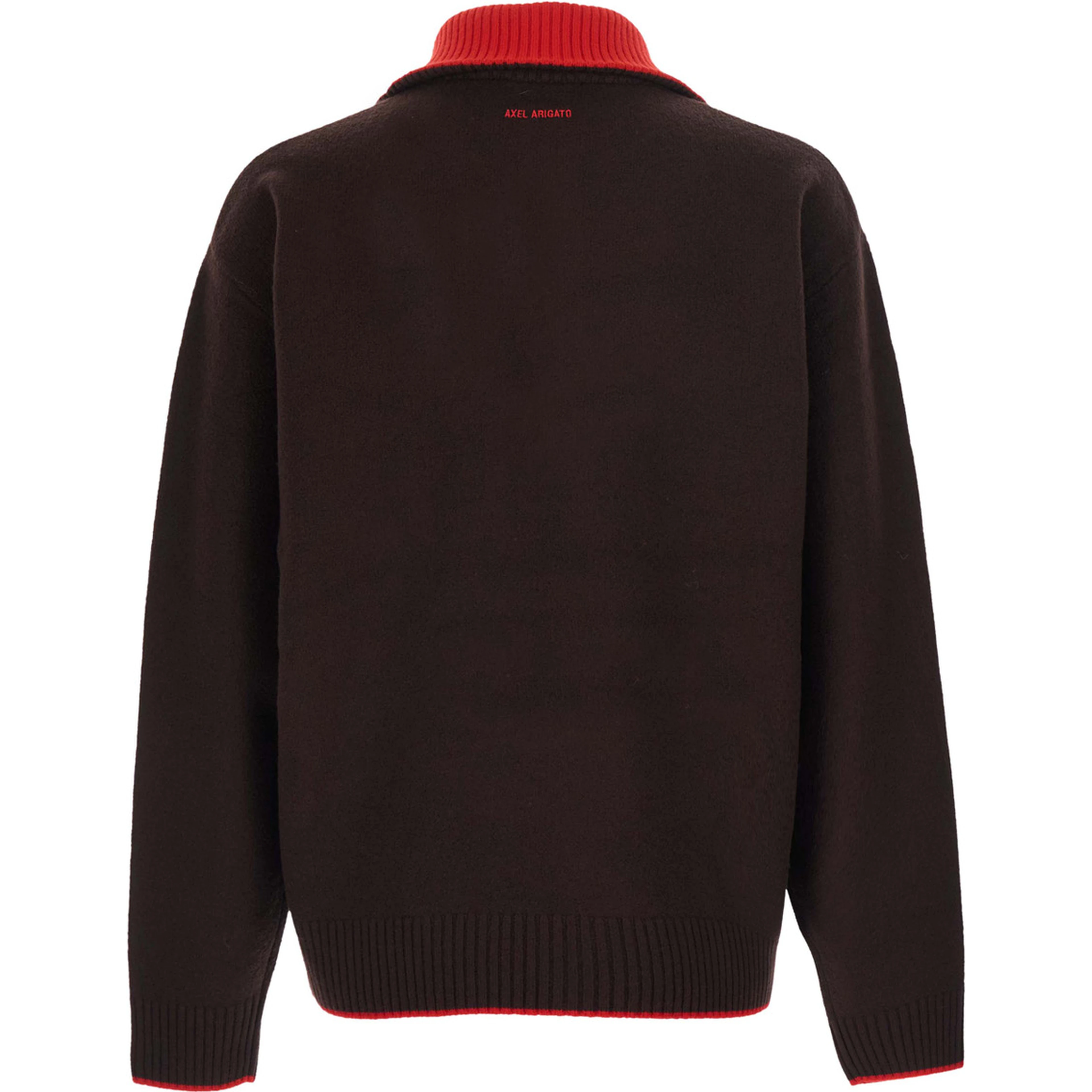 Trace Half Zip Sweater with zip collar and logo patch in brown men