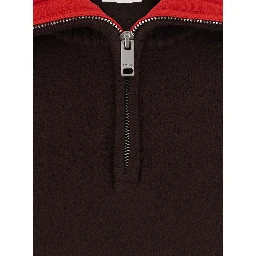 Trace Half Zip Sweater with zip collar and logo patch in brown men