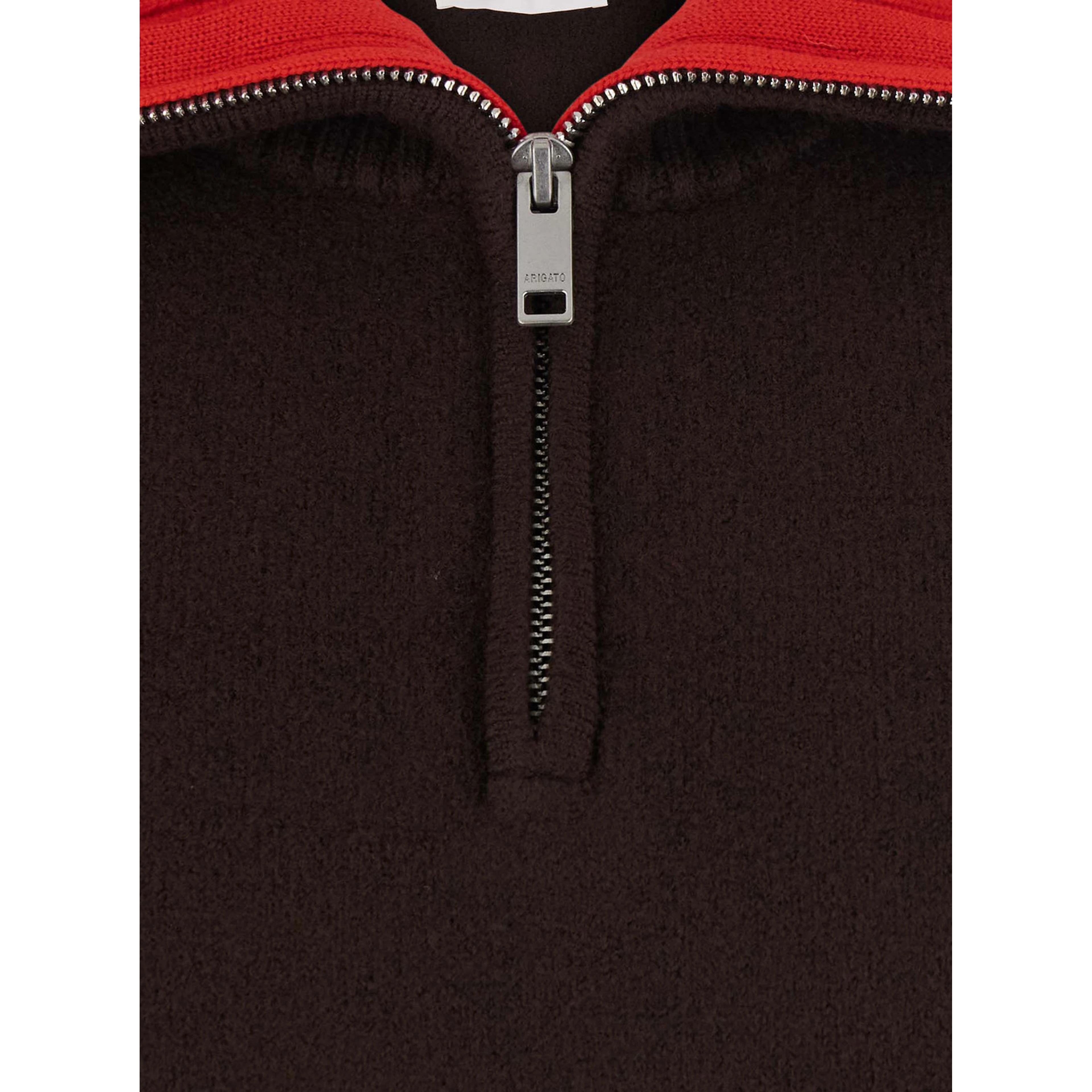 Trace Half Zip Sweater with zip collar and logo patch in brown men