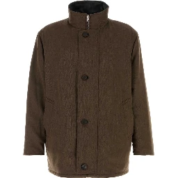 REVERSIBLE WOOL TWISTED TWILL / LAMB LEATHER HALF
