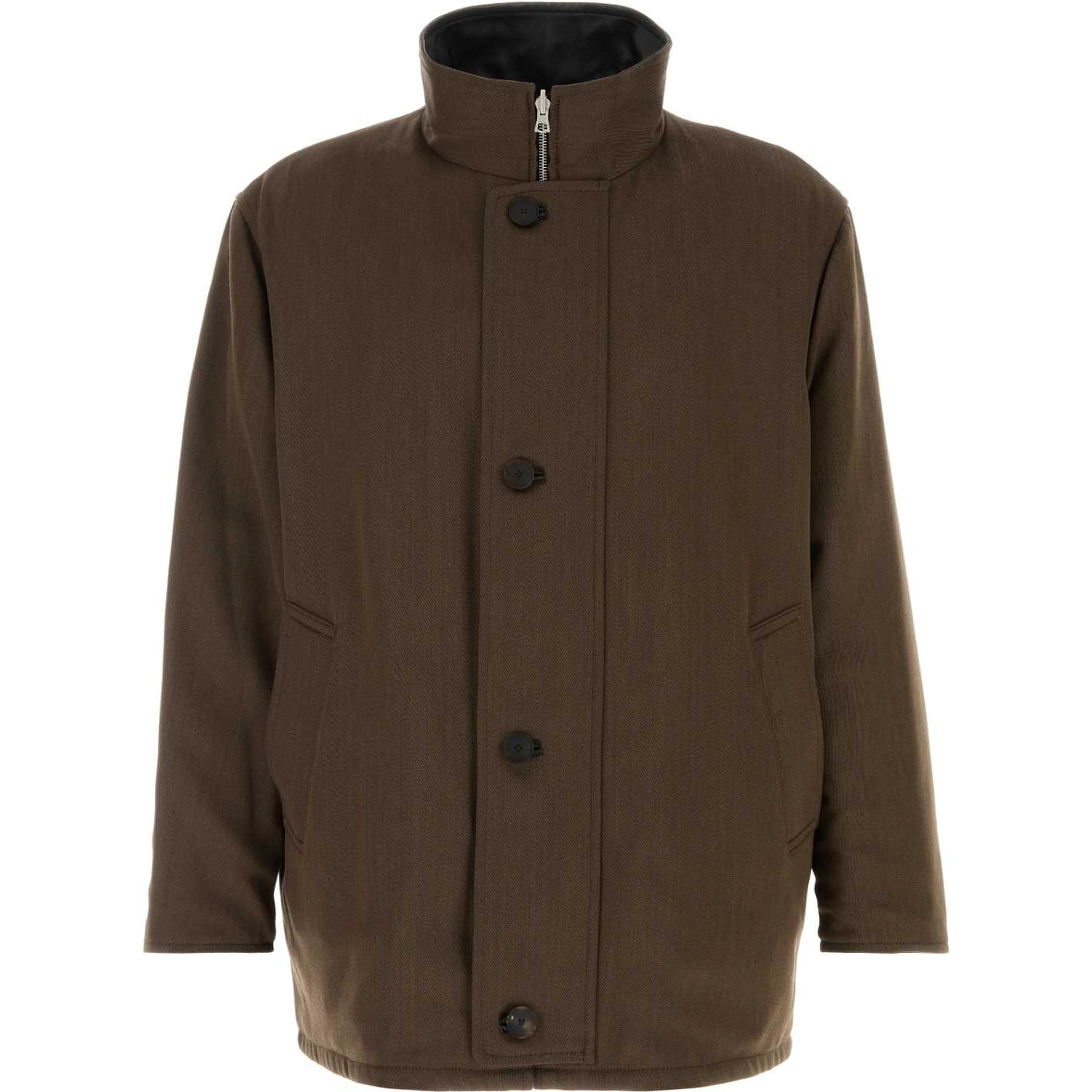 REVERSIBLE WOOL TWISTED TWILL / LAMB LEATHER HALF