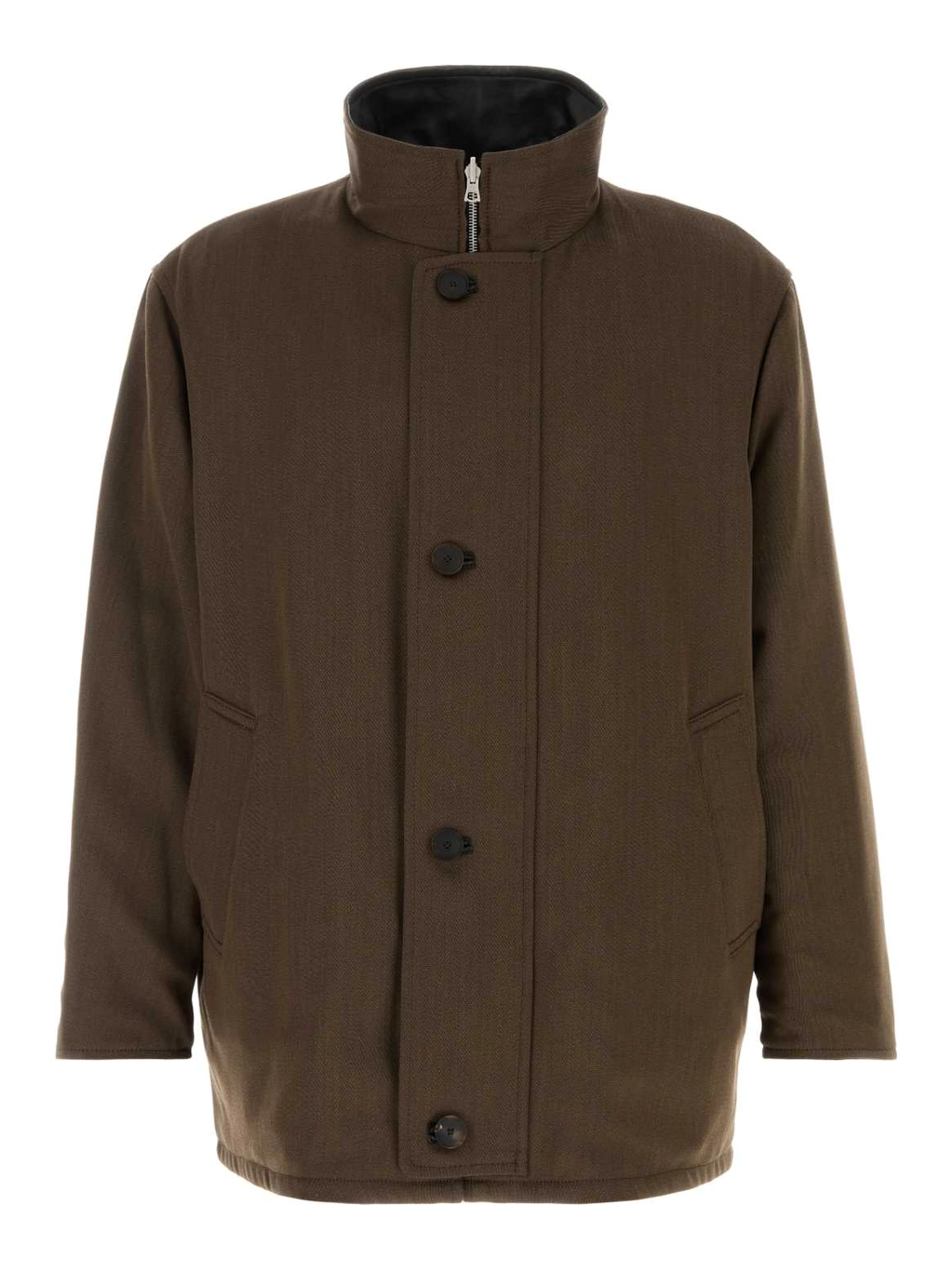 REVERSIBLE WOOL TWISTED TWILL / LAMB LEATHER HALF