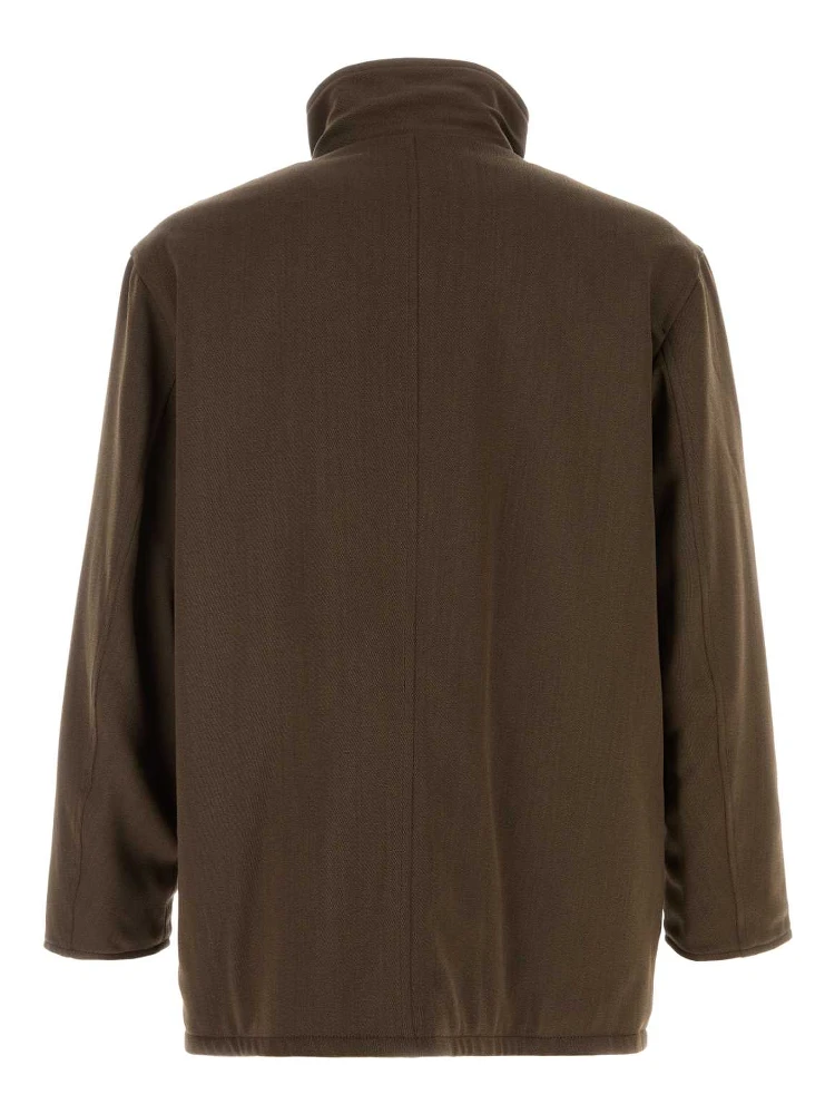REVERSIBLE WOOL TWISTED TWILL / LAMB LEATHER HALF alternative