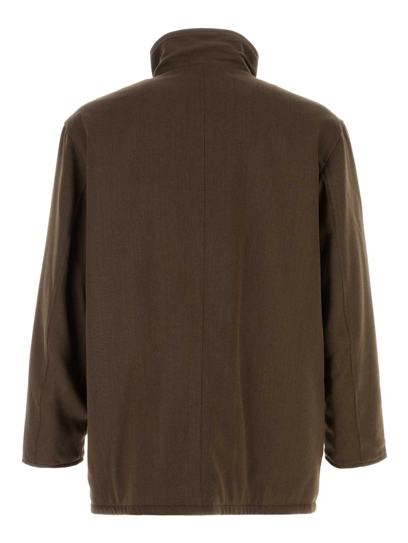REVERSIBLE WOOL TWISTED TWILL / LAMB LEATHER HALF