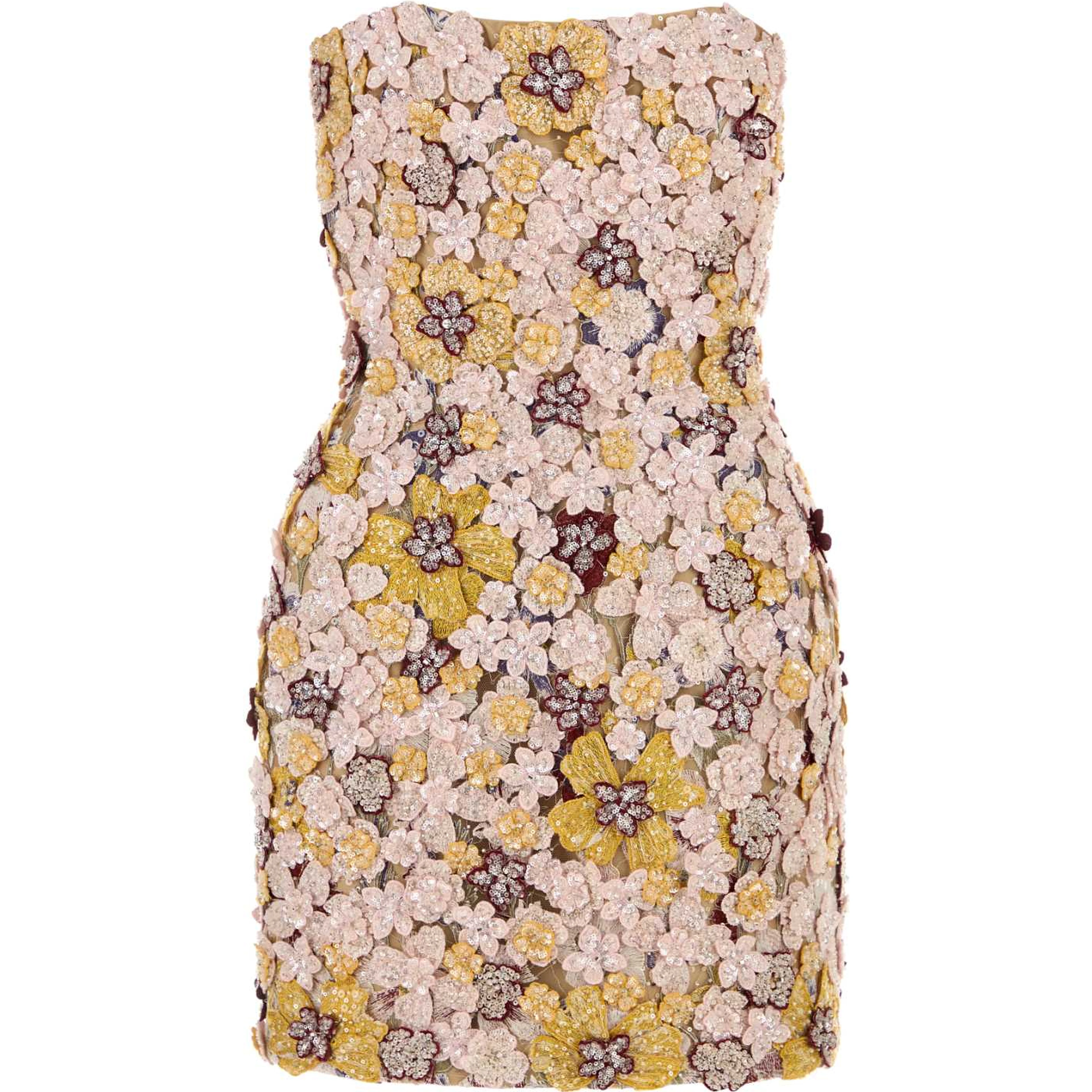 SIRRA EMBROIDERED &BEADED FLORAL LACEMINI DRESS