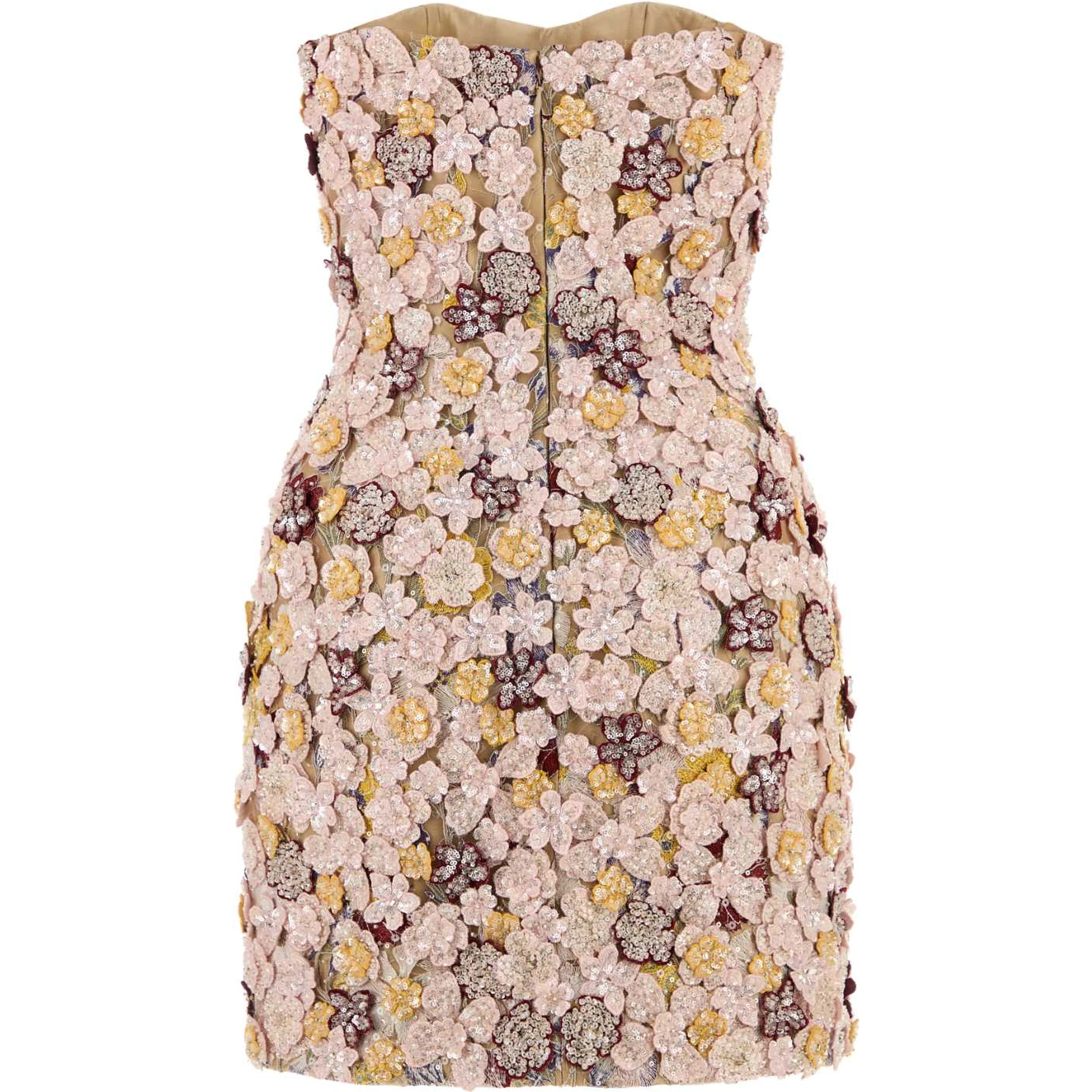 SIRRA EMBROIDERED &BEADED FLORAL LACEMINI DRESS