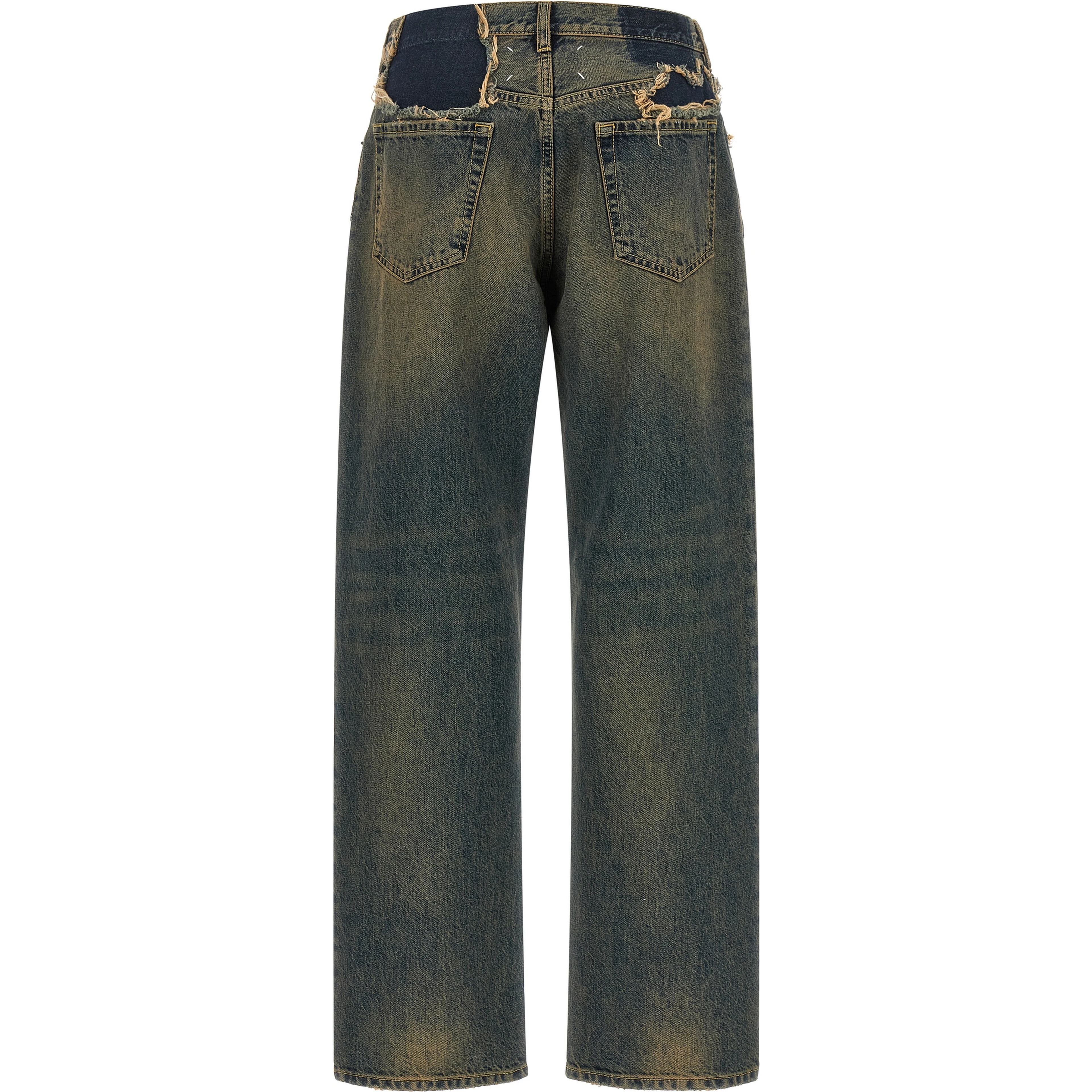 Blue Cotton Straight-Leg Jeans