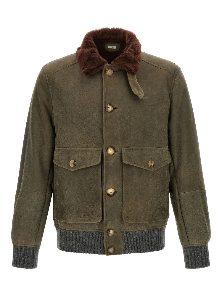 Bicolor Lamb Leather Leather Jacket
