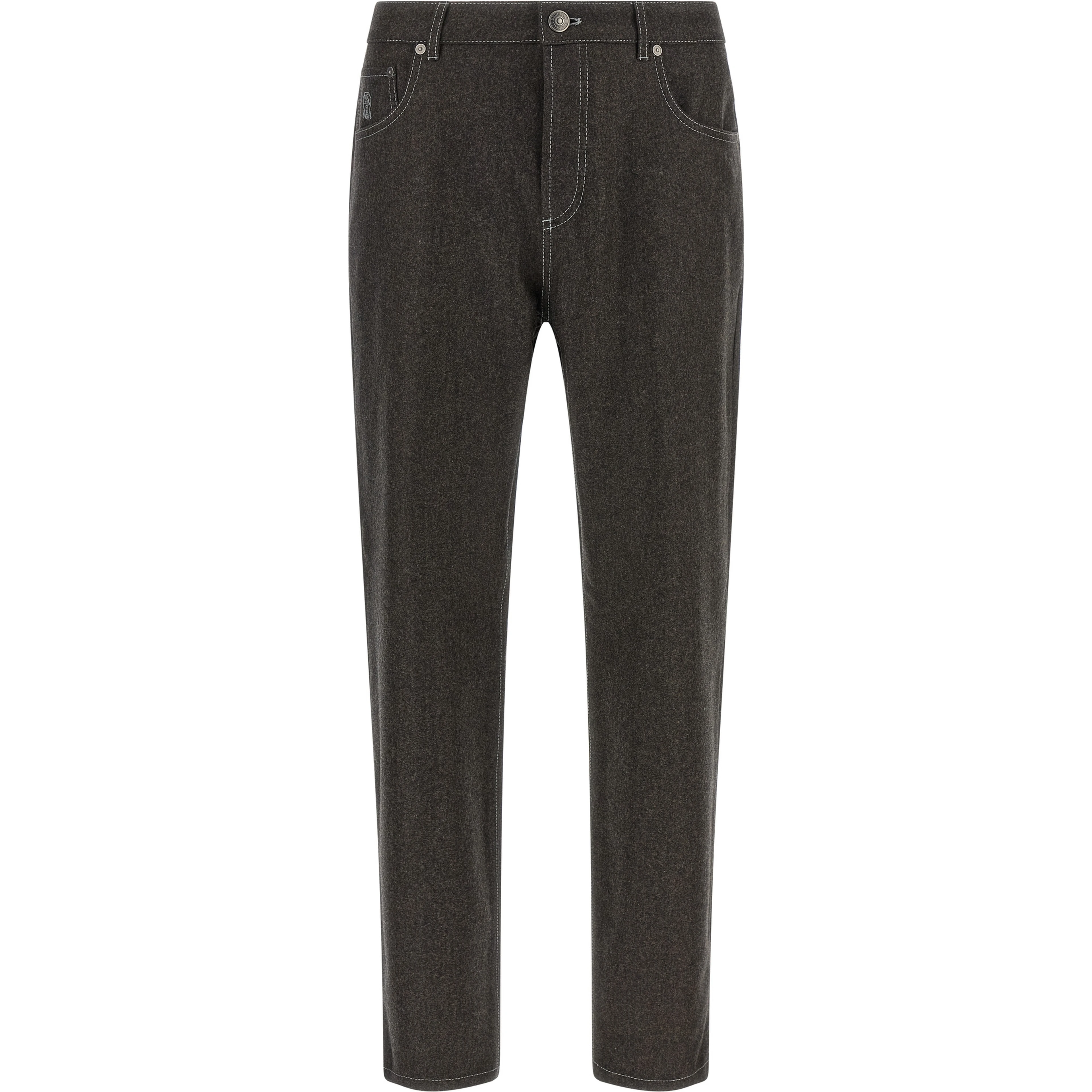 Gray Virgin Wool Casual Pants
