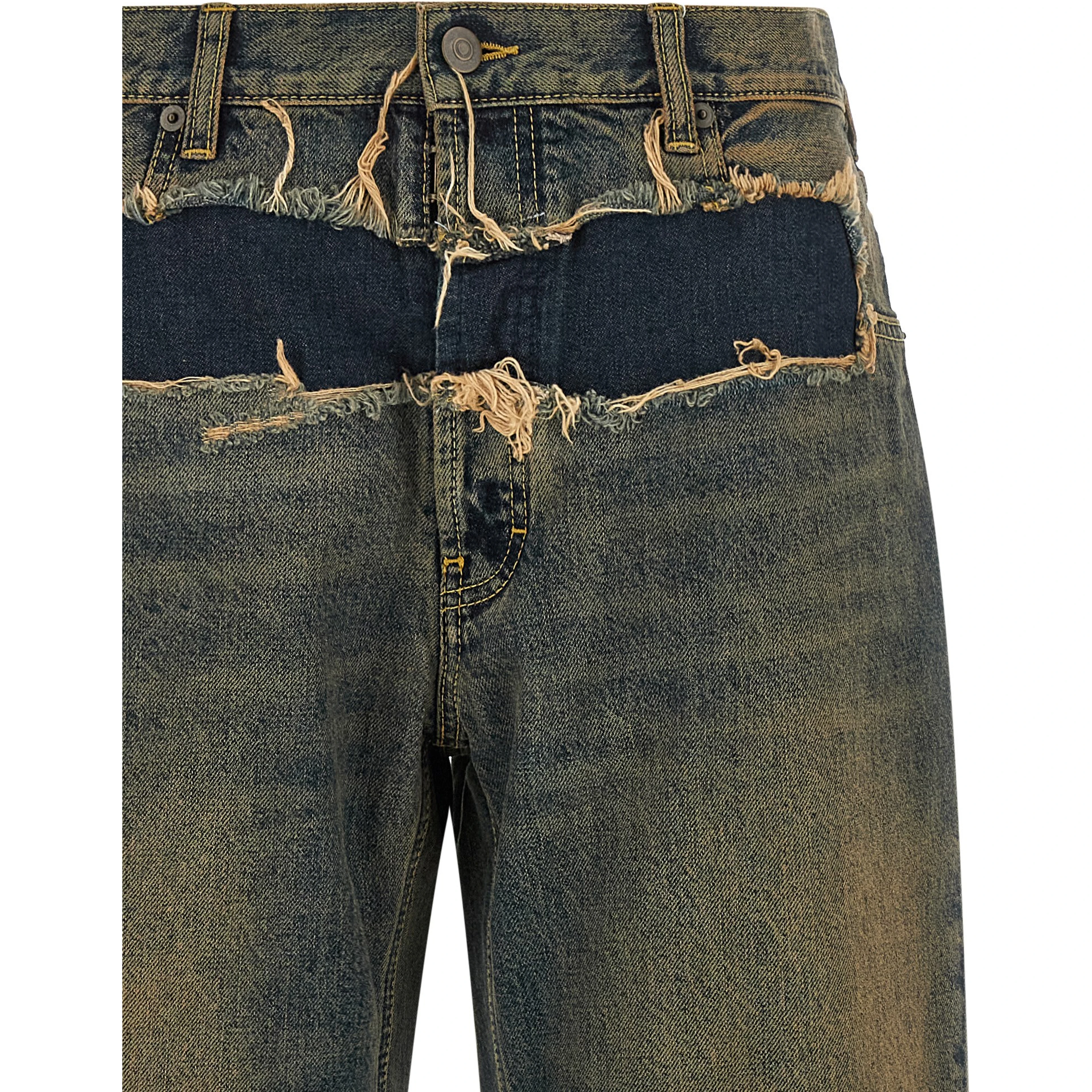 Blue Cotton Straight-Leg Jeans
