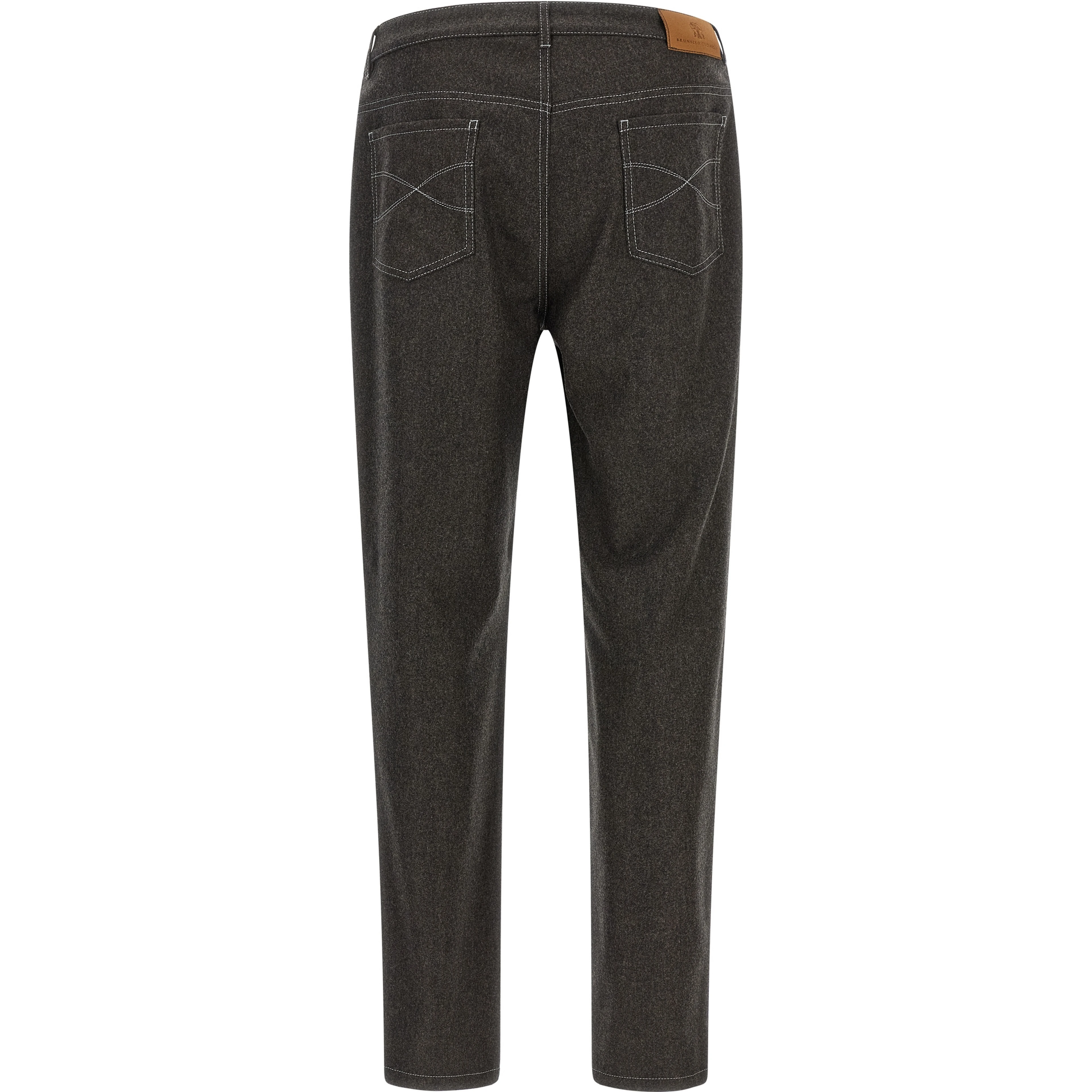 Gray Virgin Wool Casual Pants