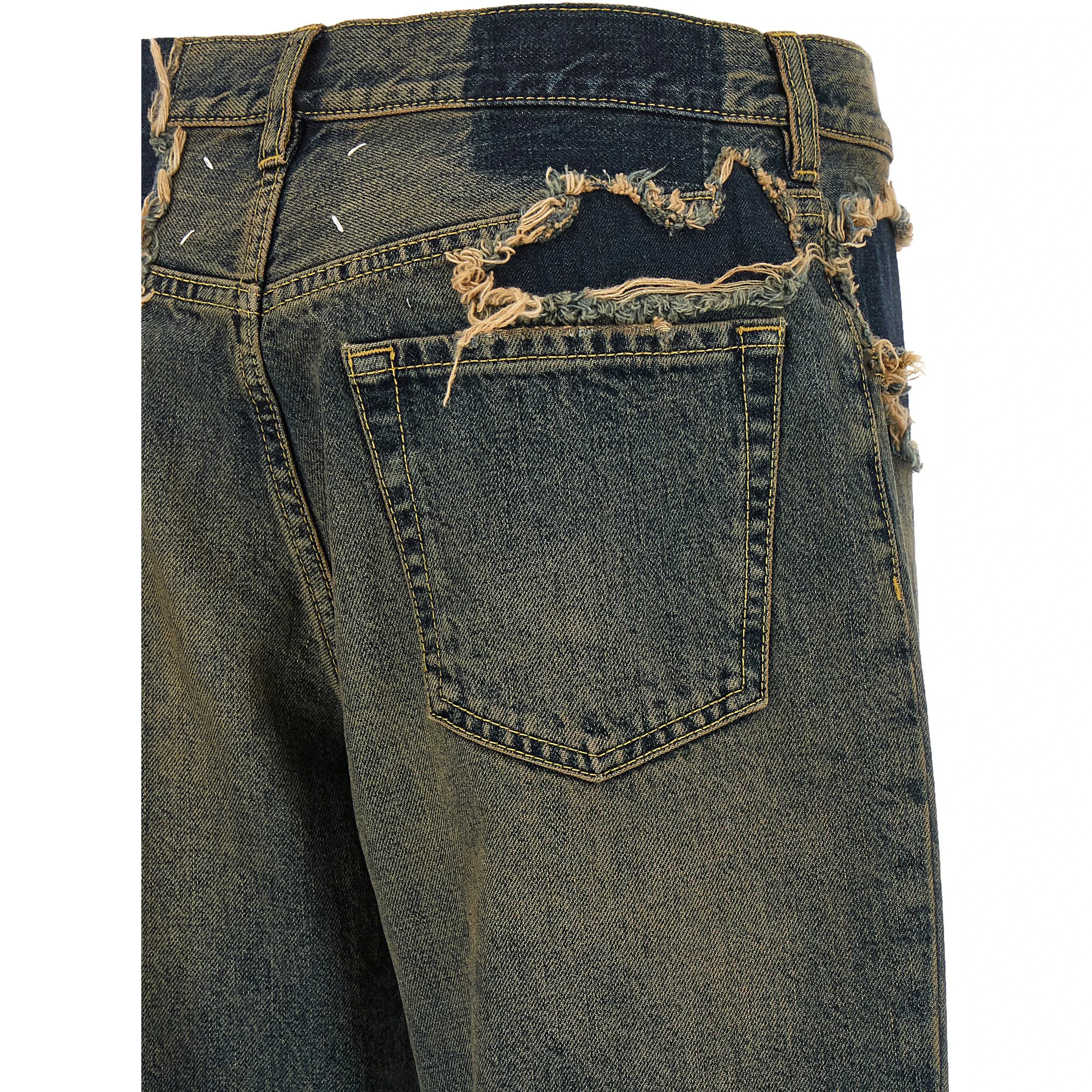 Blue Cotton Straight-Leg Jeans
