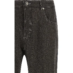Gray Virgin Wool Casual Pants