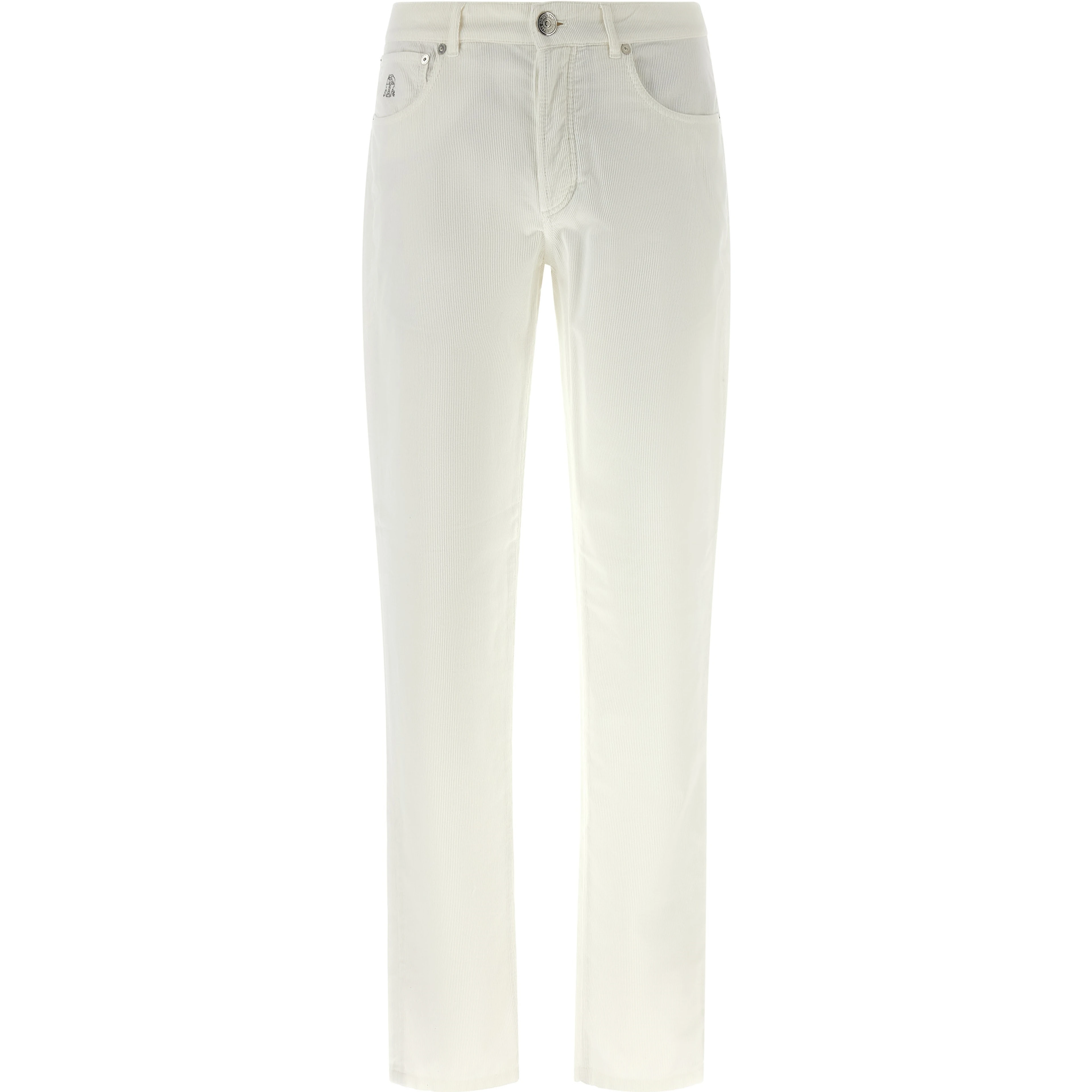 White Cotton Casual Pants