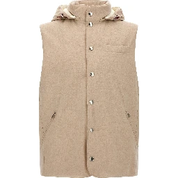 Beige Wool Sleeveless Jacket