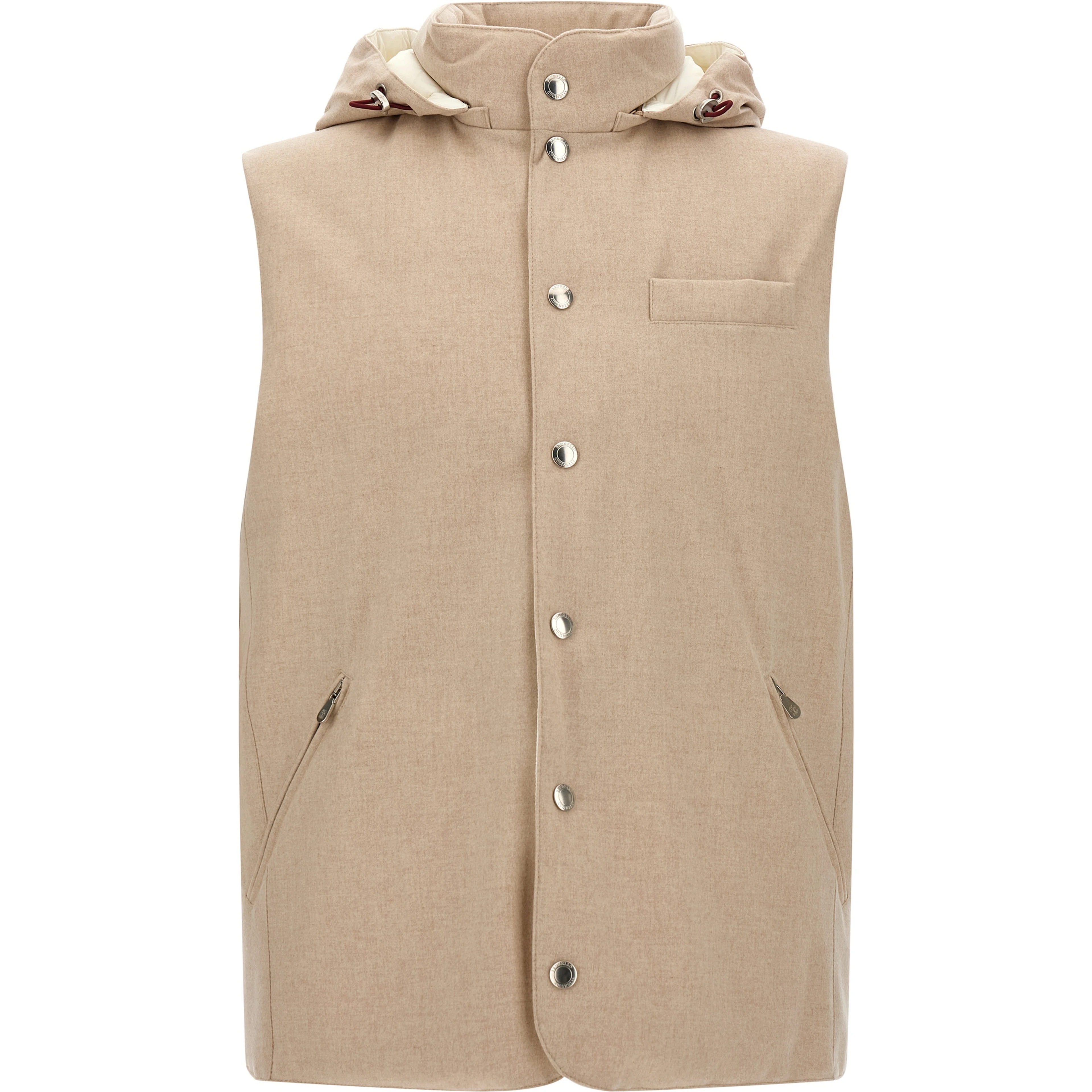 Beige Wool Sleeveless Jacket
