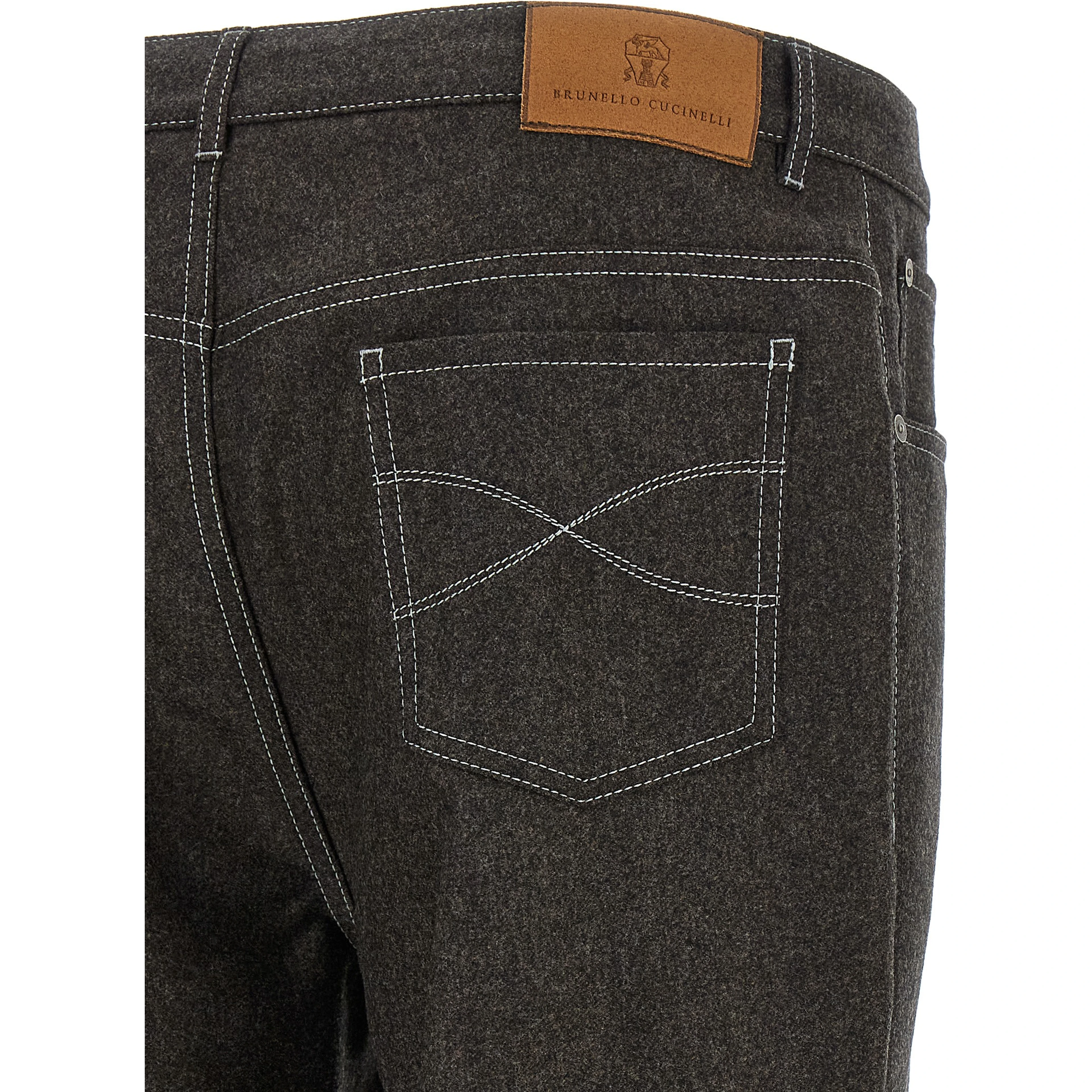 Gray Virgin Wool Casual Pants