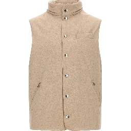 Beige Wool Sleeveless Jacket