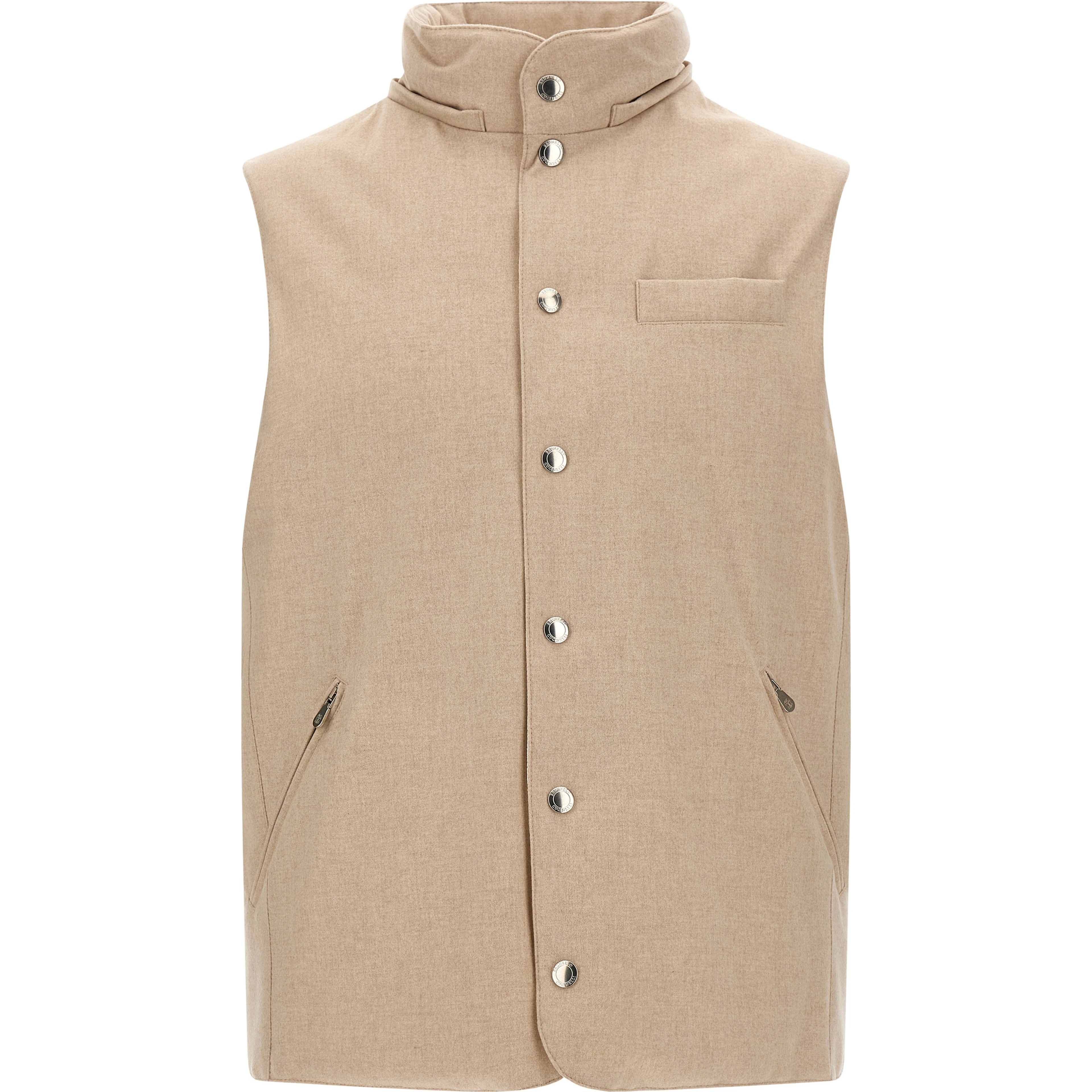 Beige Wool Sleeveless Jacket