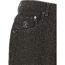 Gray Virgin Wool Casual Pants