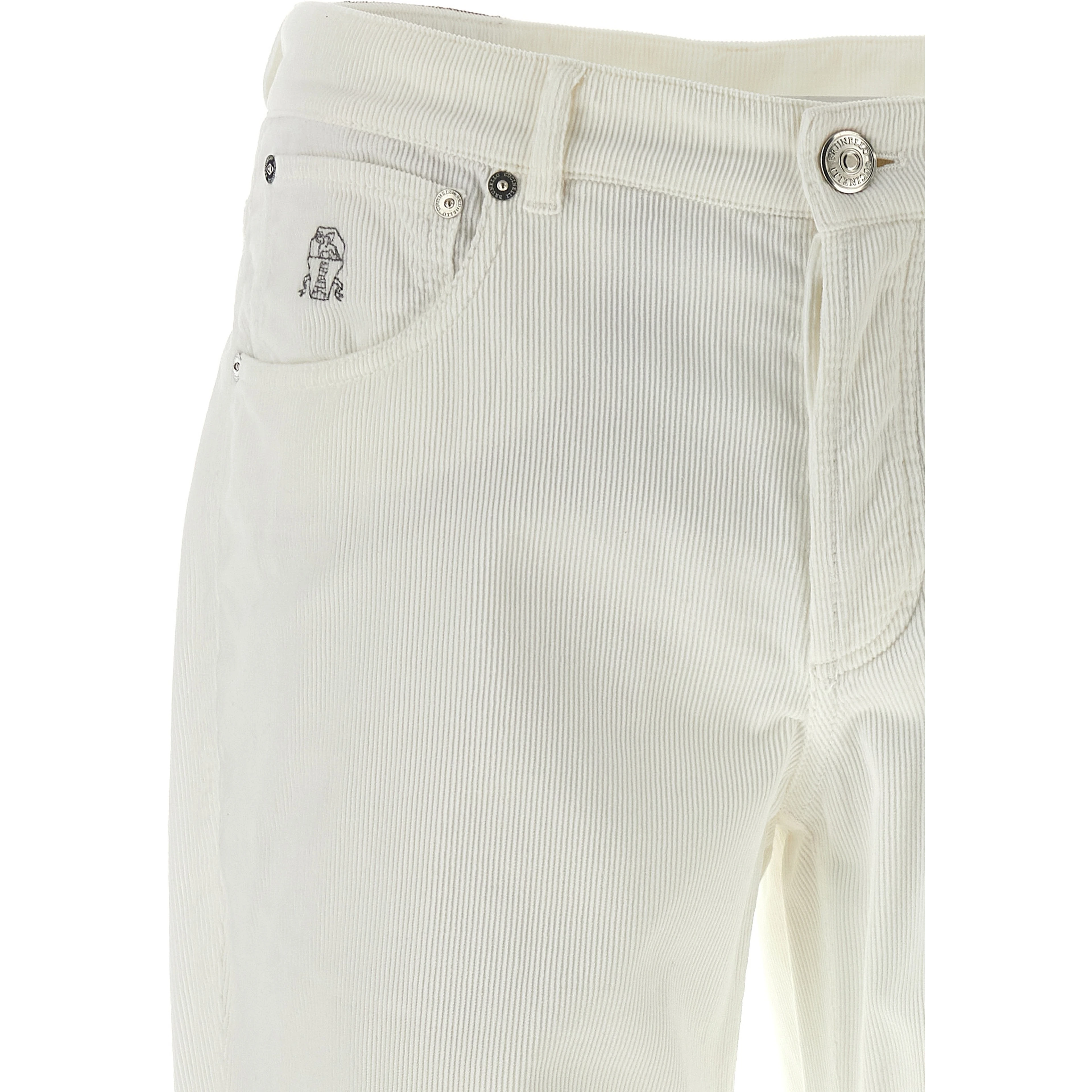 White Cotton Casual Pants