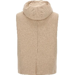 Beige Wool Sleeveless Jacket