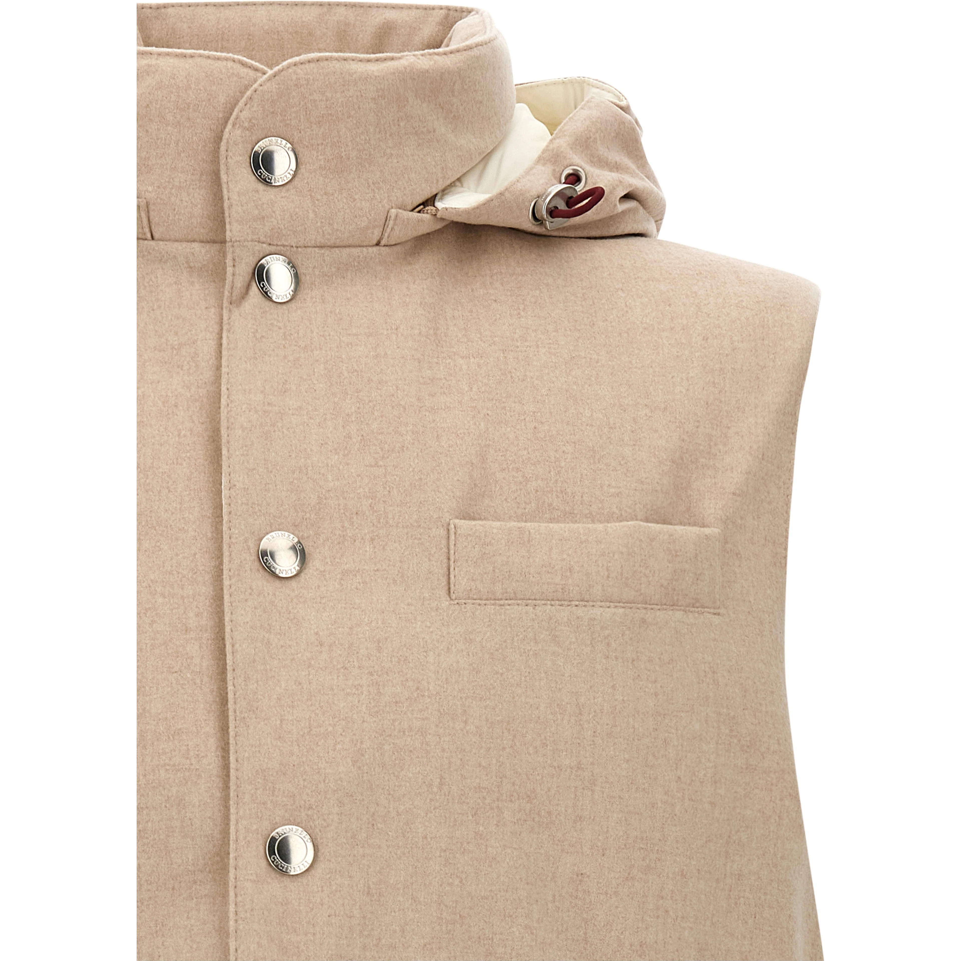 Beige Wool Sleeveless Jacket
