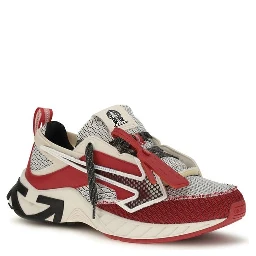 Red Polyester Athletic Sneakers