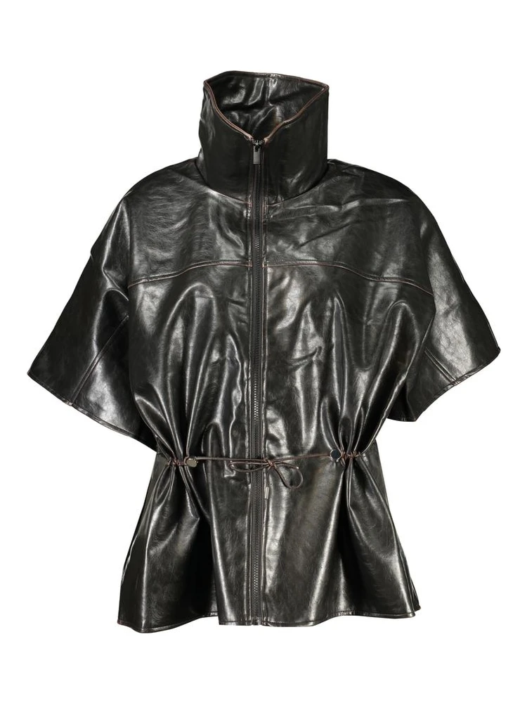 Black Polyurethane Women Sweater