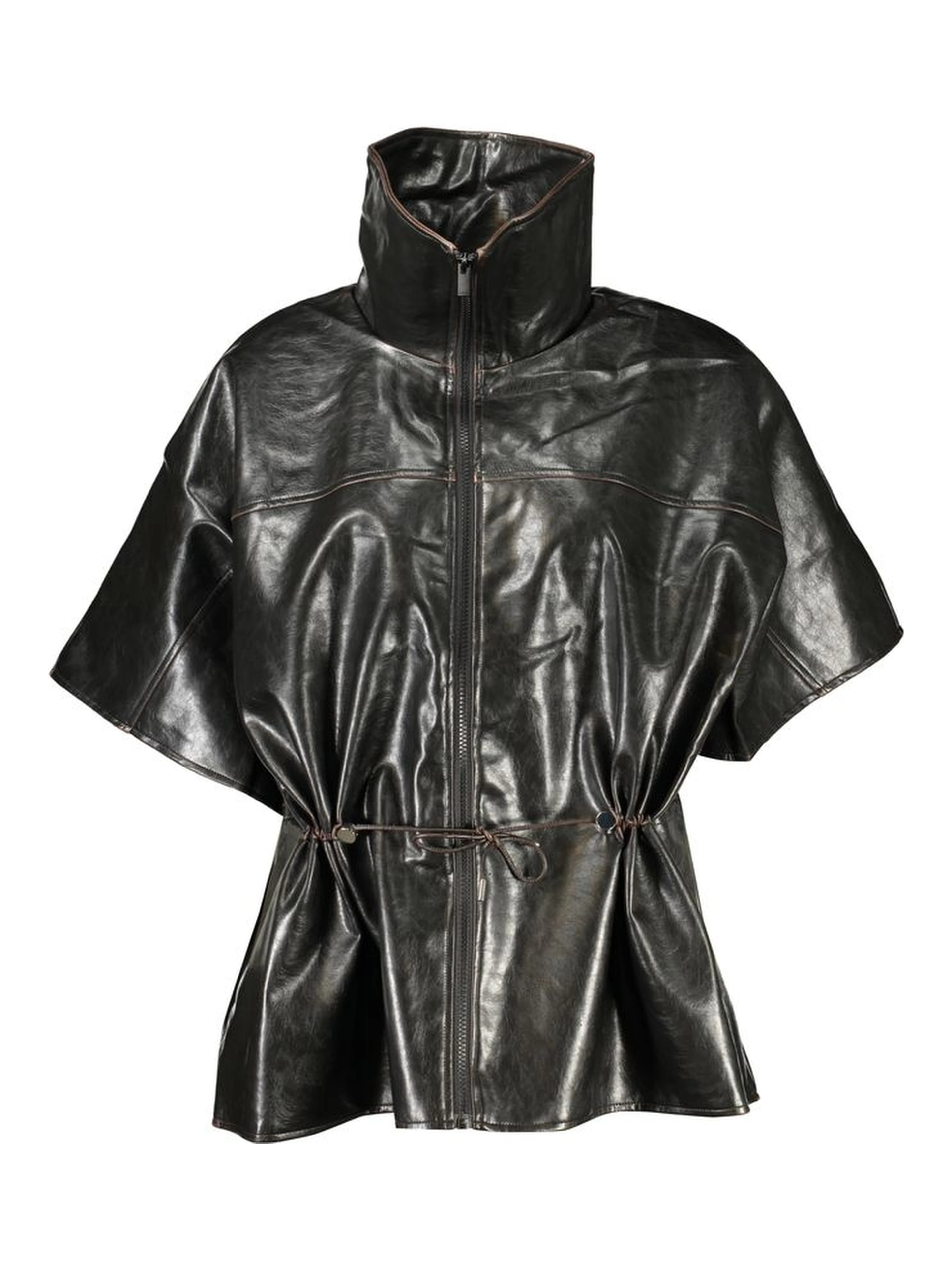 Black Polyurethane Women Sweater