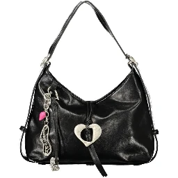 Nero Polyurethane Women's Bag With Adjustable Shoulder Handle