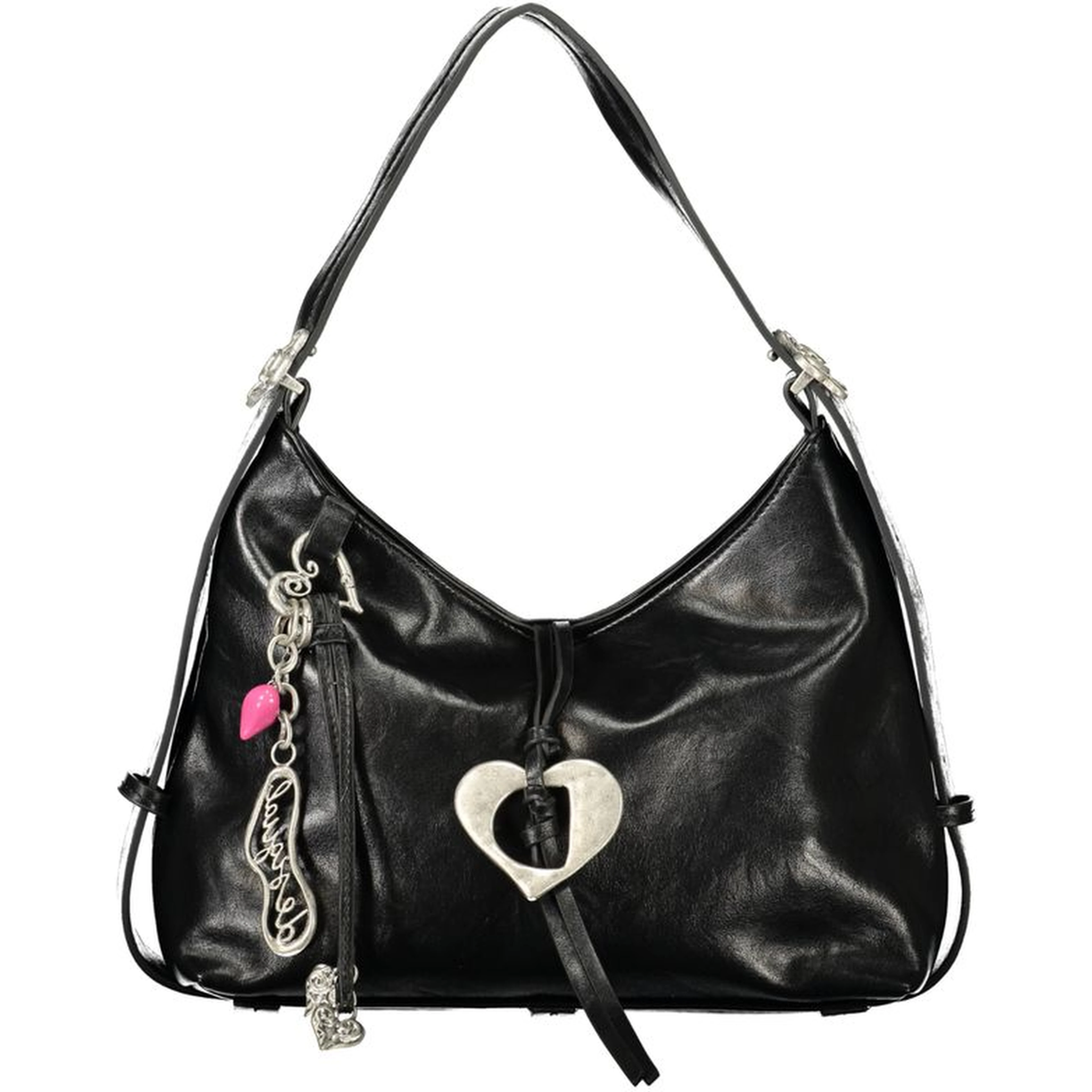 Nero Polyurethane Women's Bag With Adjustable Shoulder Handle