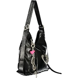 Nero Polyurethane Women's Bag With Adjustable Shoulder Handle