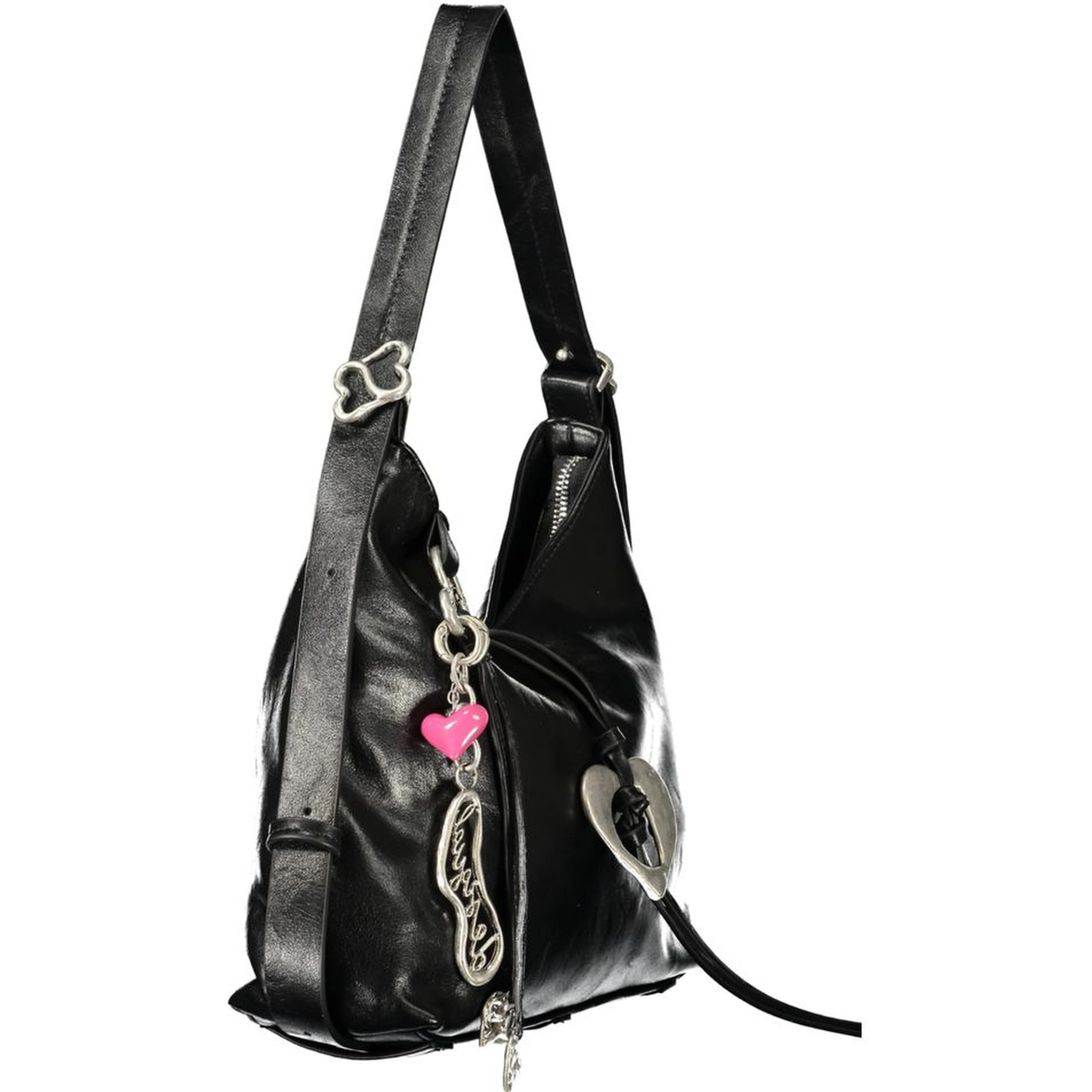 Nero Polyurethane Women's Bag With Adjustable Shoulder Handle