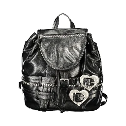 Black Polyurethane Womens Backpack